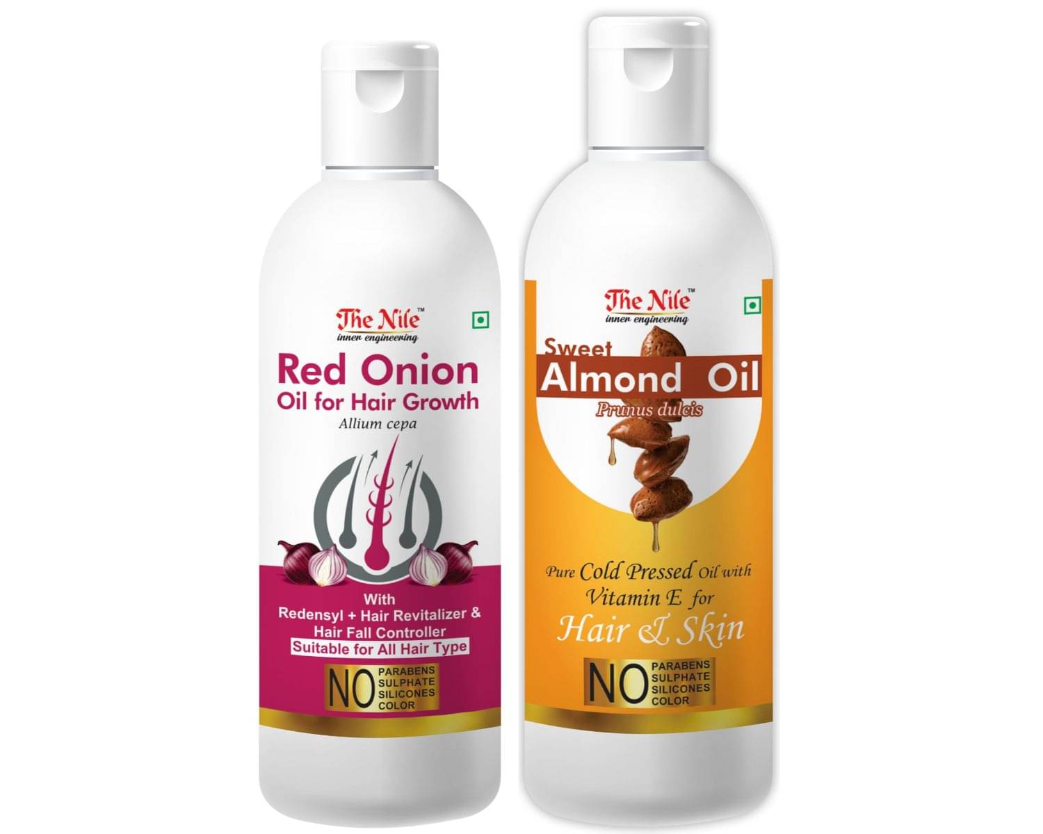 The Nile Red Onion Oil 100 ML + Almond 150 ML Hair & Skin Care 350 mL Pack of 2 The Nile Red Onion Oil 100 ML + Almond 150 ML Hair & Skin Care 350 mL Pack of 2