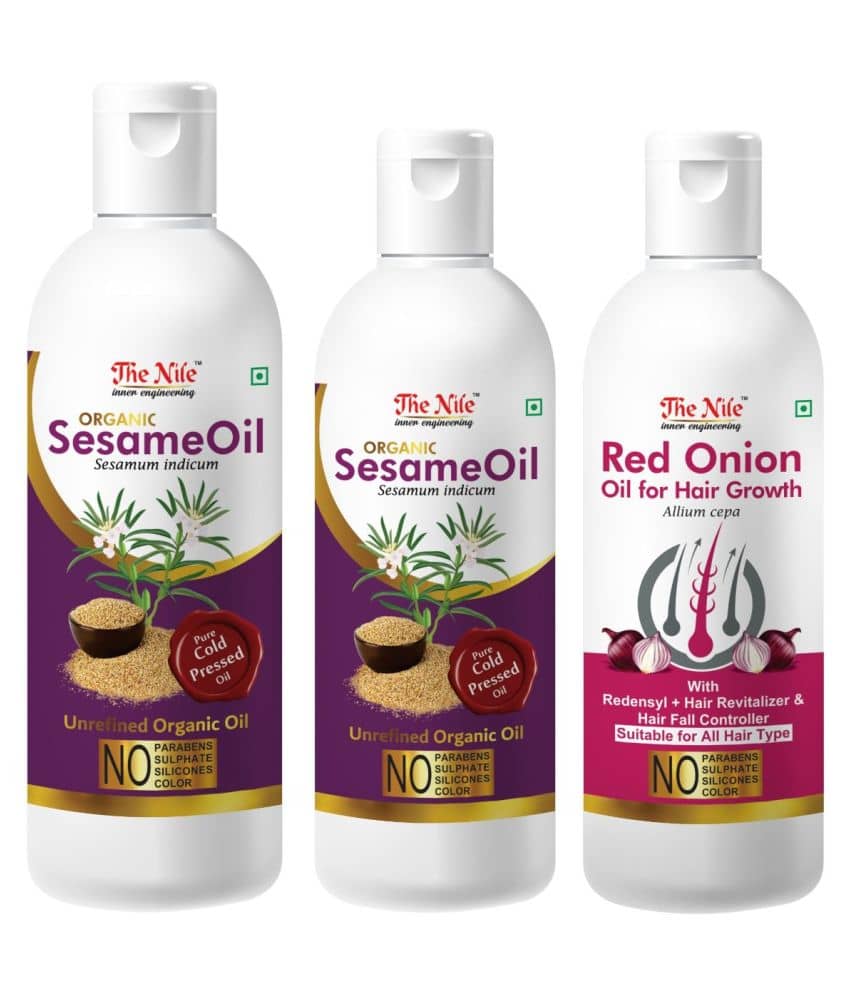 The Nile Sesame Oil 150 ML +  Sesame Oil 100 ML + Red Onion 100 Ml 350 mL Pack of 3
