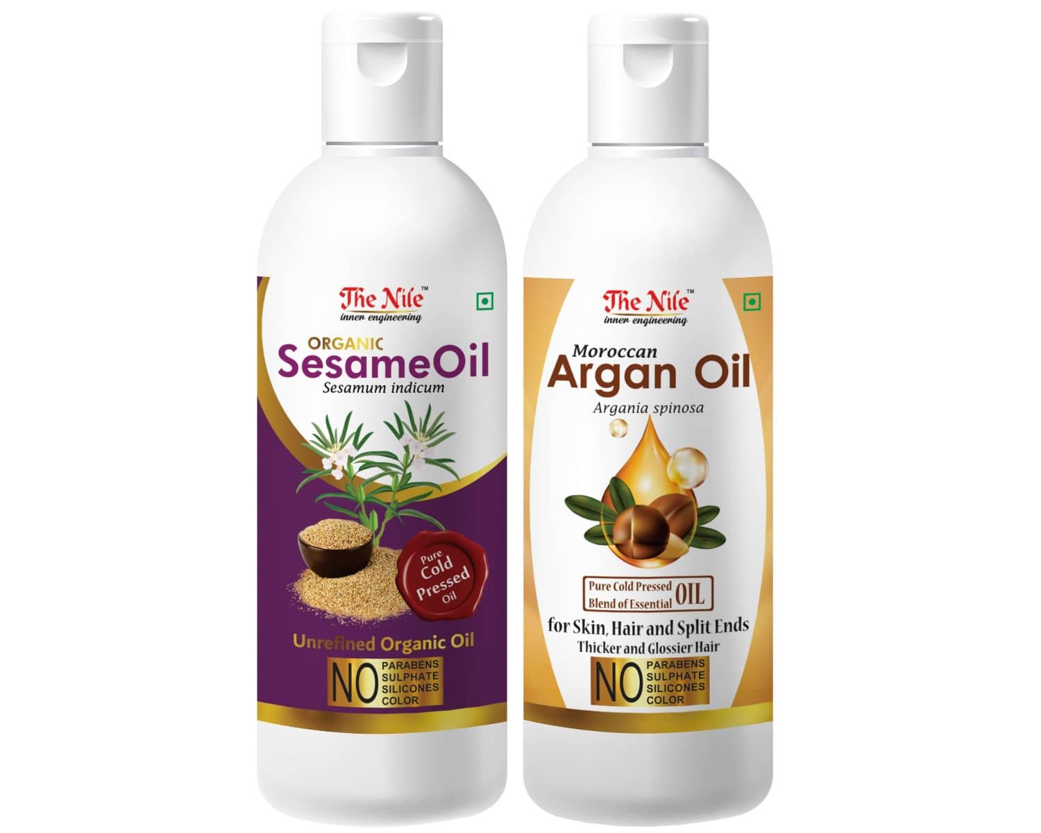The Nile Sesame Oil 150 ML +  Argan Oil 200 ML Hair Oil 350 mL Pack of 2