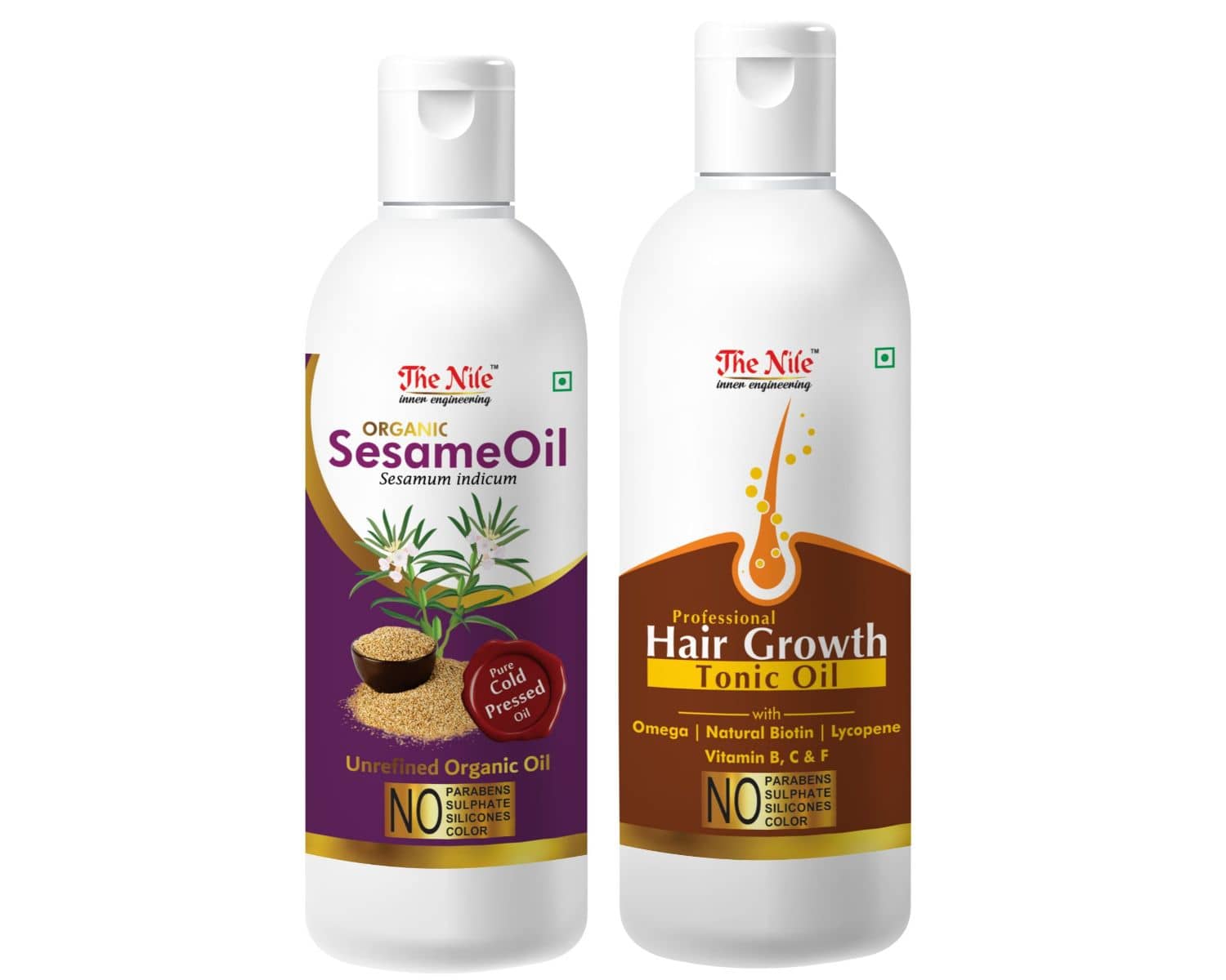 The Nile Sesame Oil 150 ML + Hair Growth Tonic 200 ML Hair Oil 350 mL Pack of 2