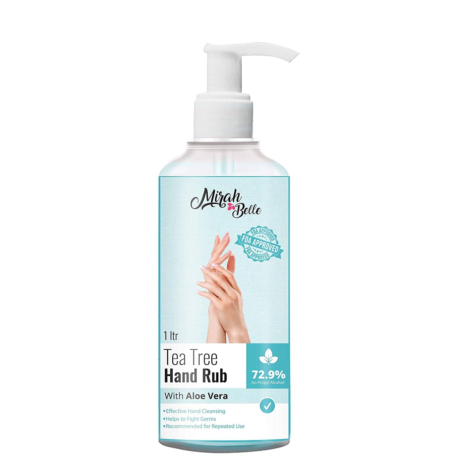     			Mirah Belle Tea Tree & Aloe Vera Hand Rub (1000 ml), (72.9% Alcohol) Hand Sanitizer 1000 mL Pack of 1