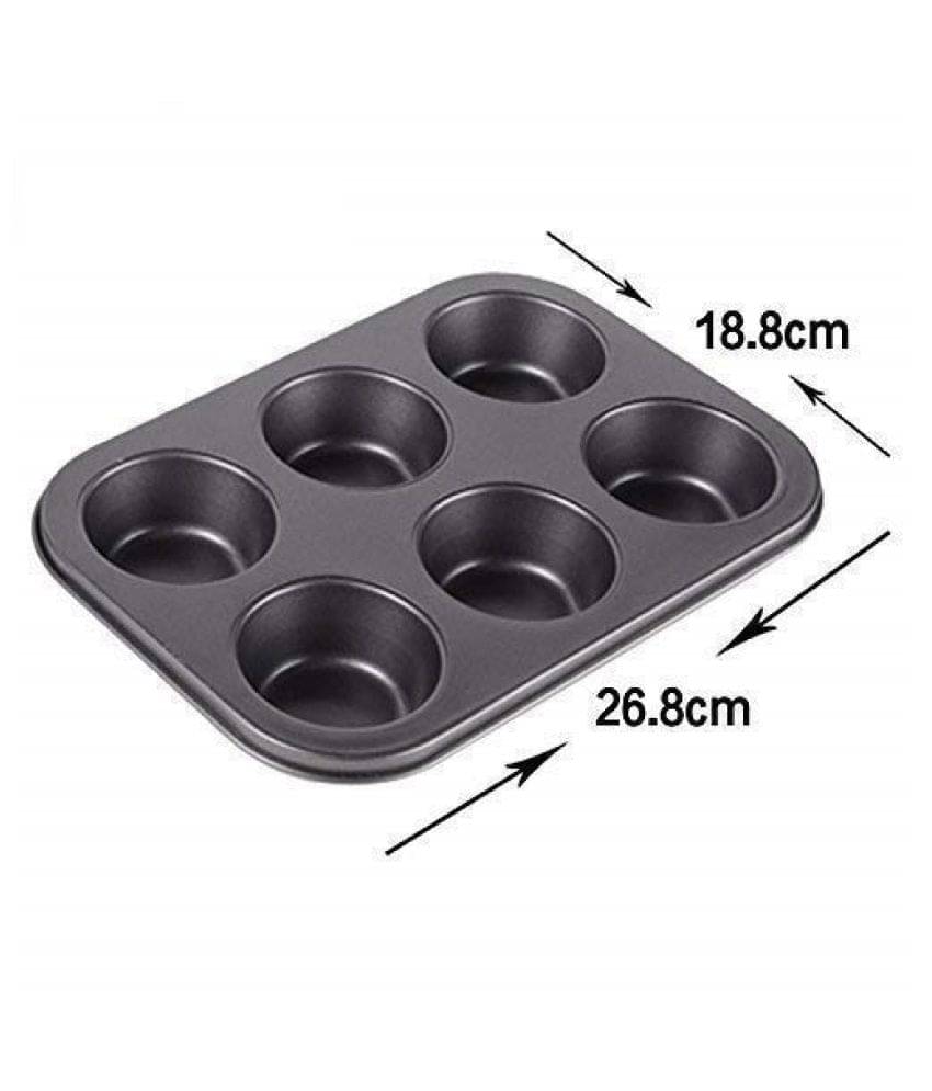     			T-SWIZZLE™   Muffin Cup Cake Tray Mould for 6 Muffins Bakeware Black  CUP CAKE  MAKER  (1 -PC)