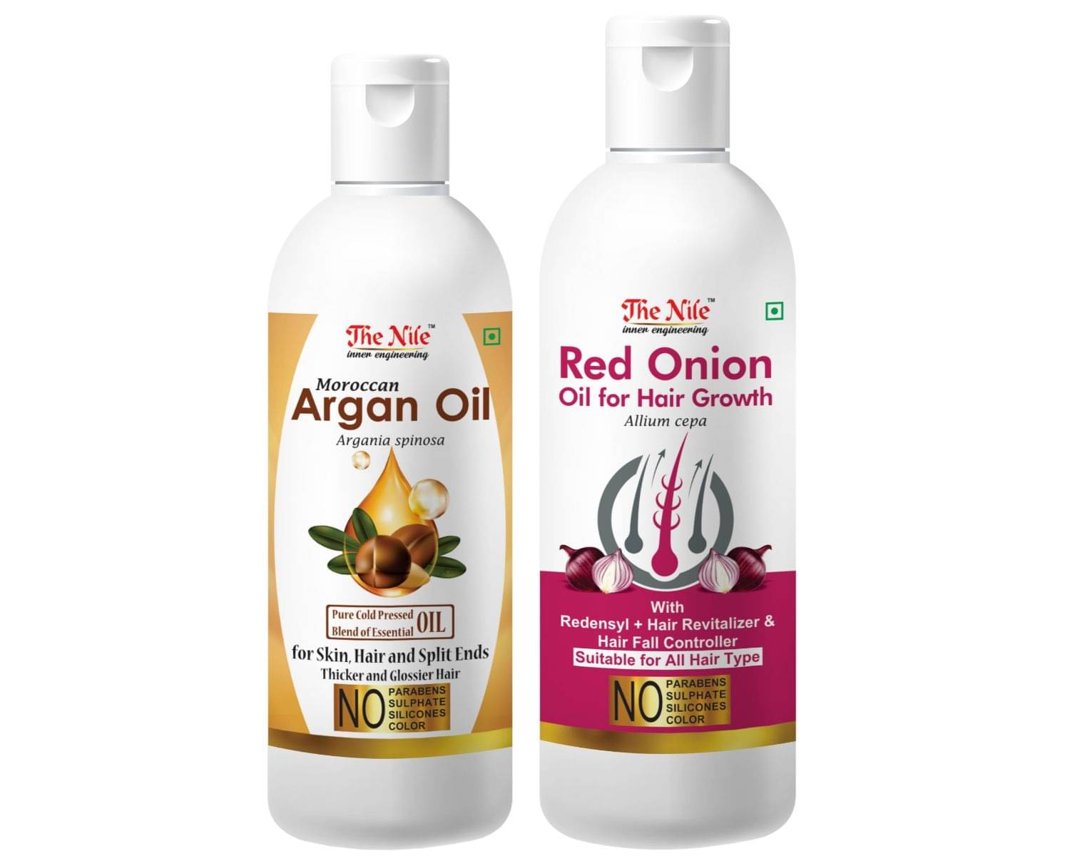 The Nile Argan Oil 150 ML + Red Onion 200 ML Hair & Skin Care Oil 350 mL Pack of 2 The Nile Argan Oil 150 ML + Red Onion 200 ML Hair & Skin Care Oil 350 mL Pack of 2
