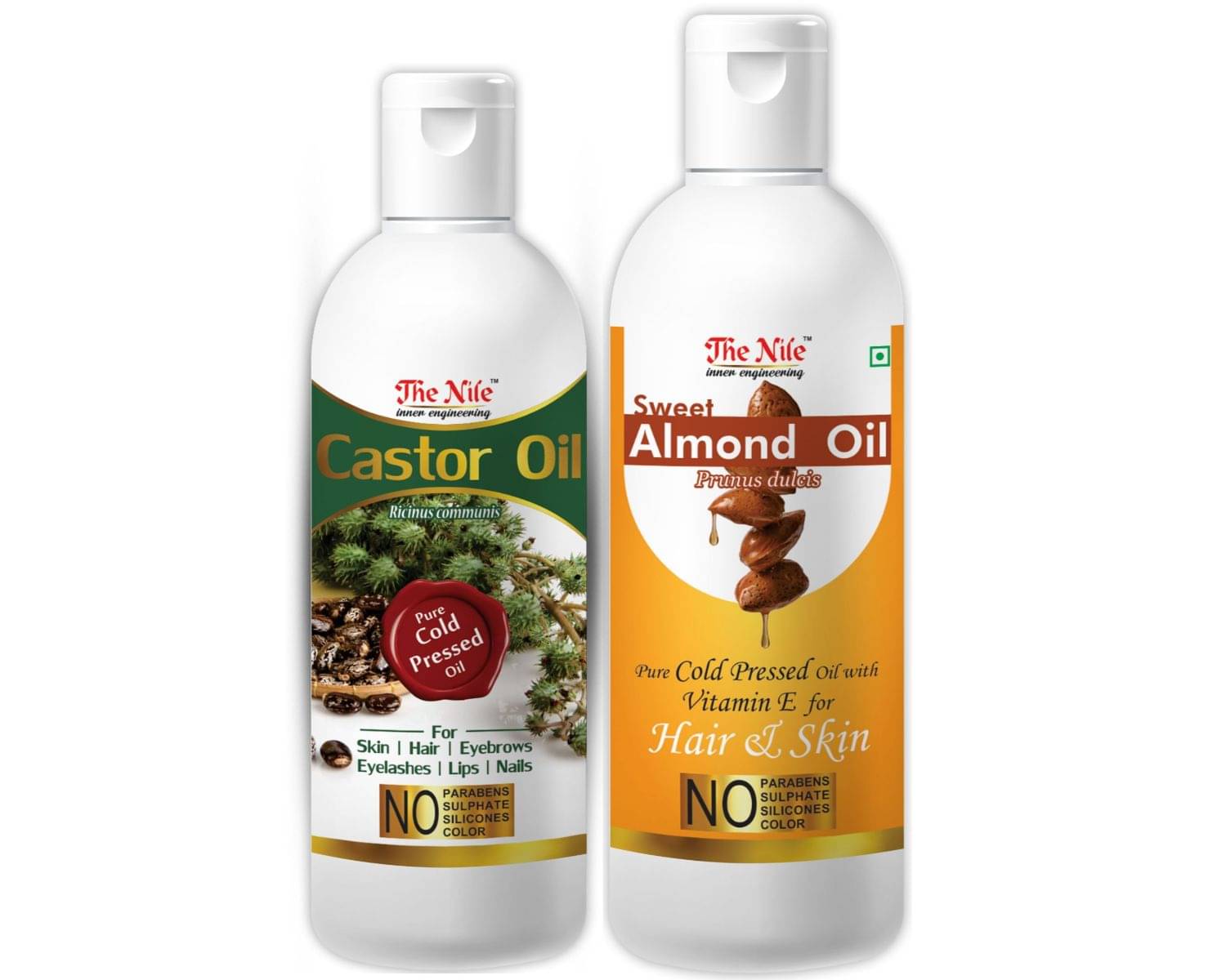     			The Nile Castor Oil 100 ML +  Sweet Almond 200 ML Hair Oils 300 mL Pack of 2
