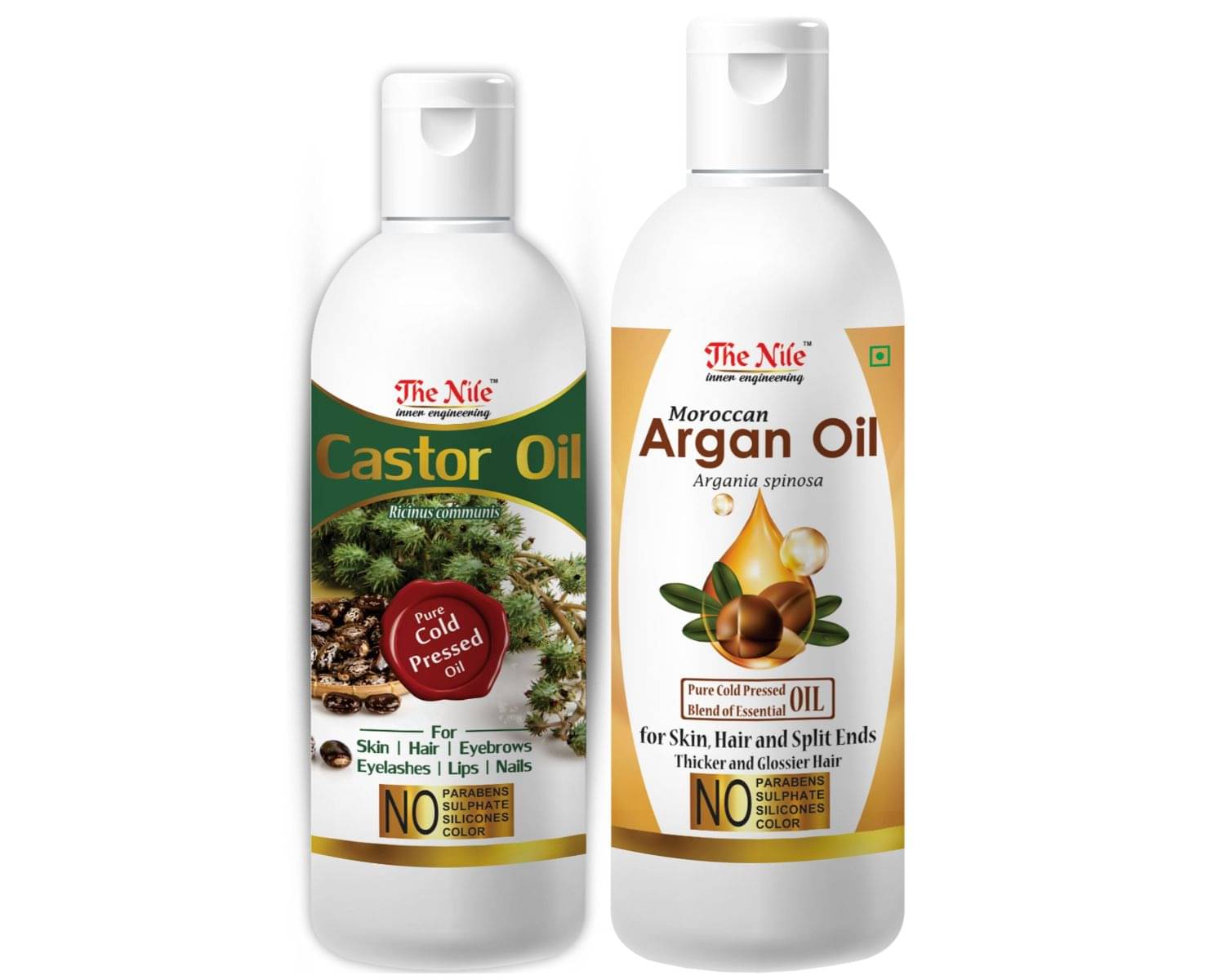     			The Nile Castor Oil 100 ML +  Moroccan Argan 200 ML Hair Oils 300 mL Pack of 2