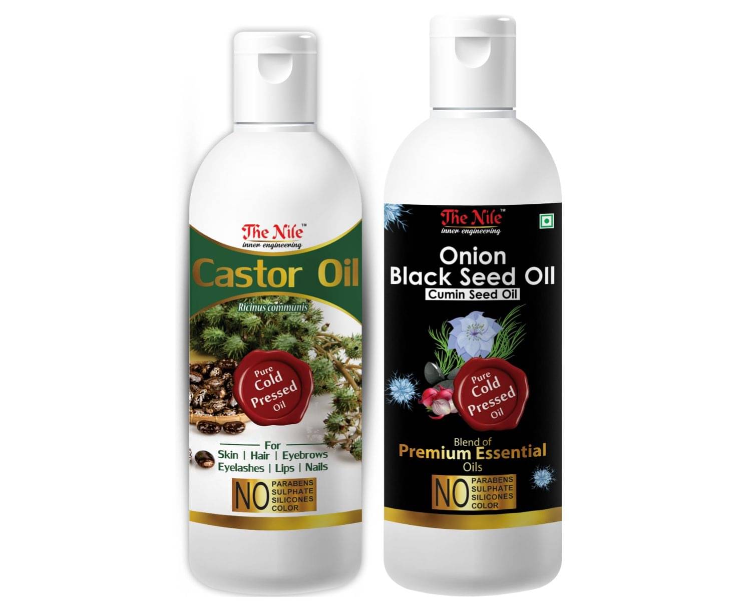 The Nile Castor Oil 100 ML + Onion Black Seed 150 ML Hair Growth Oil 350 mL Pack of 2 The Nile Castor Oil 100 ML + Onion Black Seed 150 ML Hair Growth Oil 350 mL Pack of 2