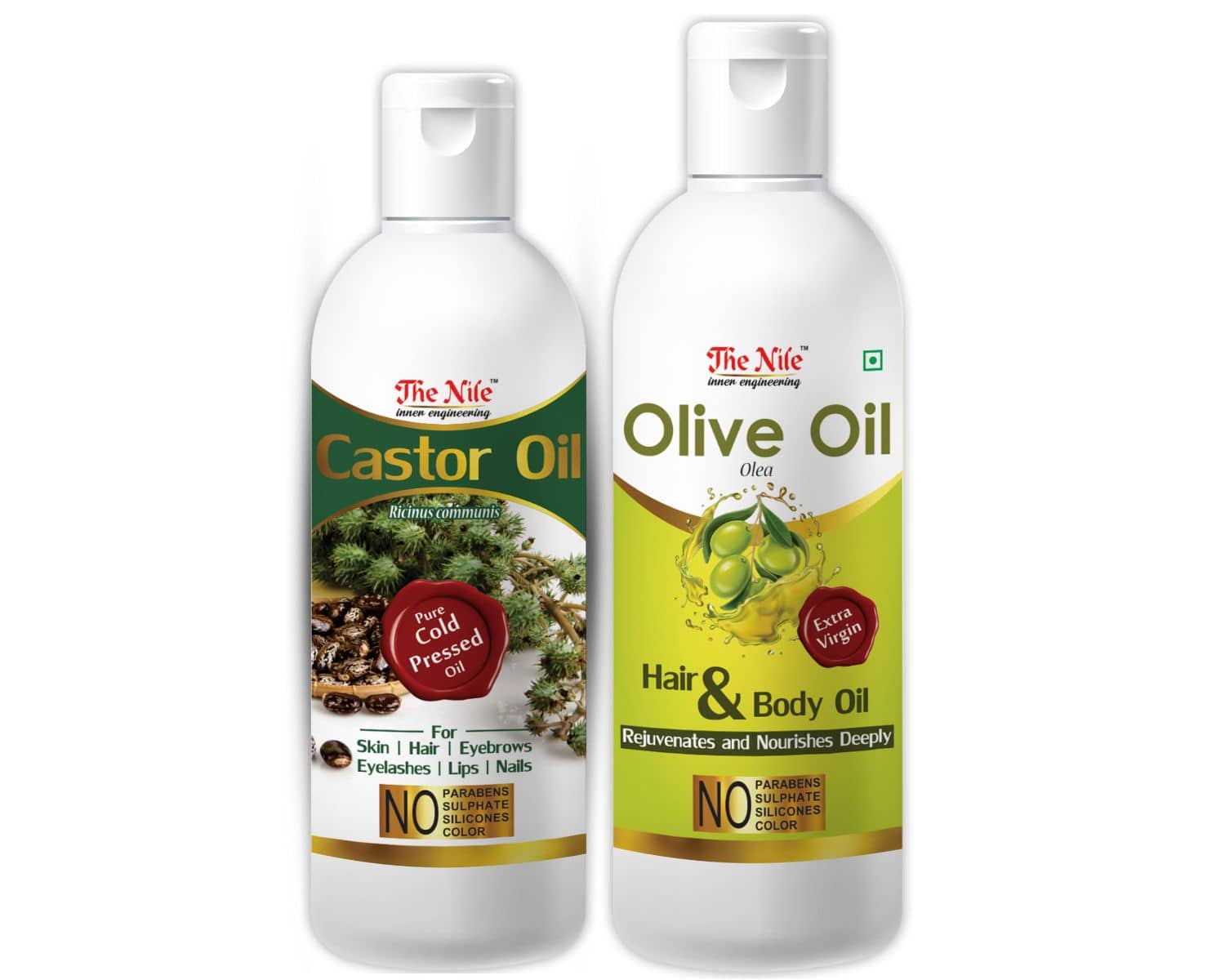 The Nile Castor Oil 100 ML +  Olive Oil 200 ML Hair Oils 300 mL Pack of 2