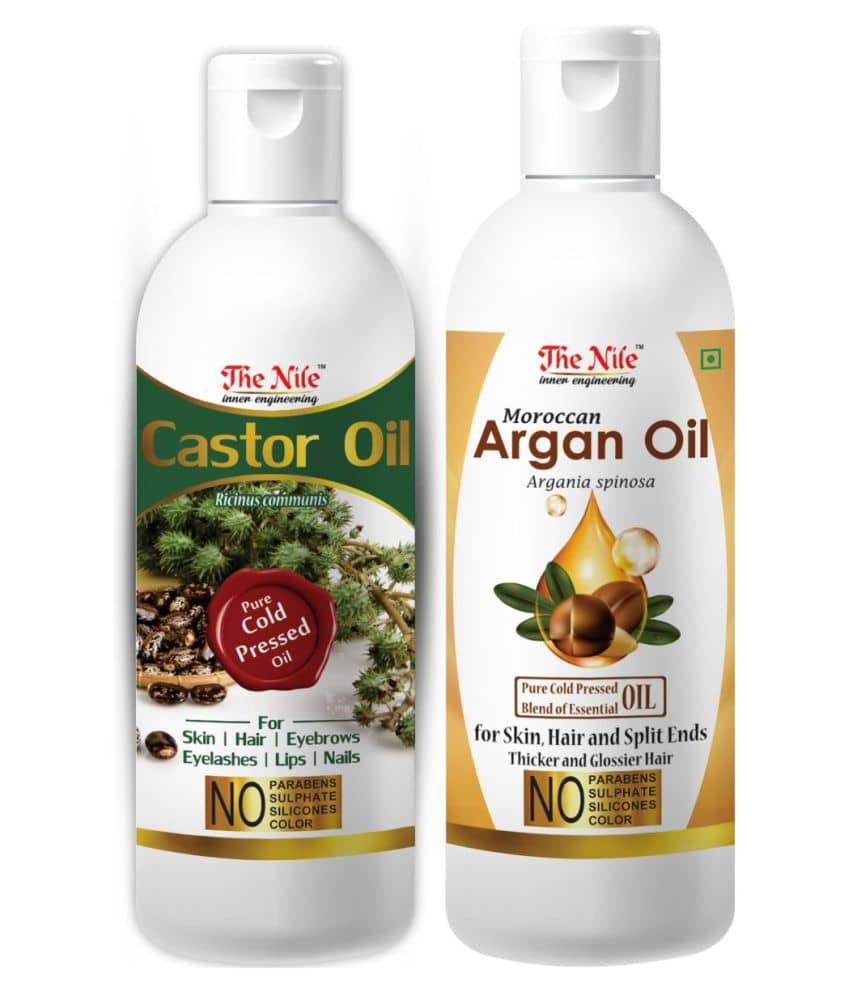 The Nile Castor Oil 100 ML + Moroccan Argan Oil 150 ML  Hair Oil 250 mL Pack of 2
