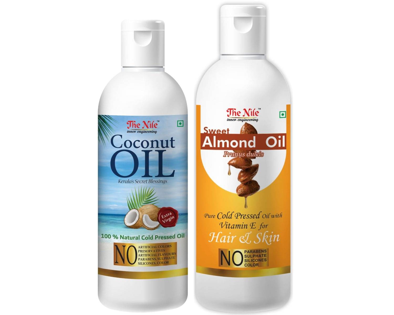     			The Nile Coconut Oil 100 ML + Sweet  Almond Oil 200 ML  Hair Oils 300 mL Pack of 2