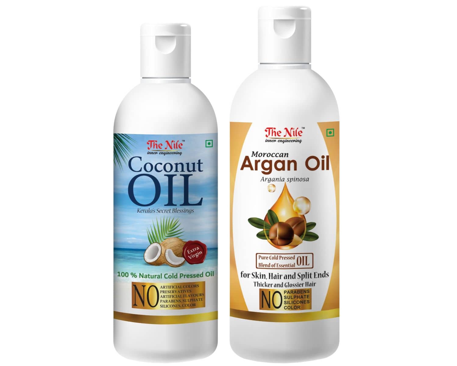 The Nile Coconut Oil 100 ML + Moroccan Argan Oil 200 ML  Hair Oils 300 mL Pack of 2