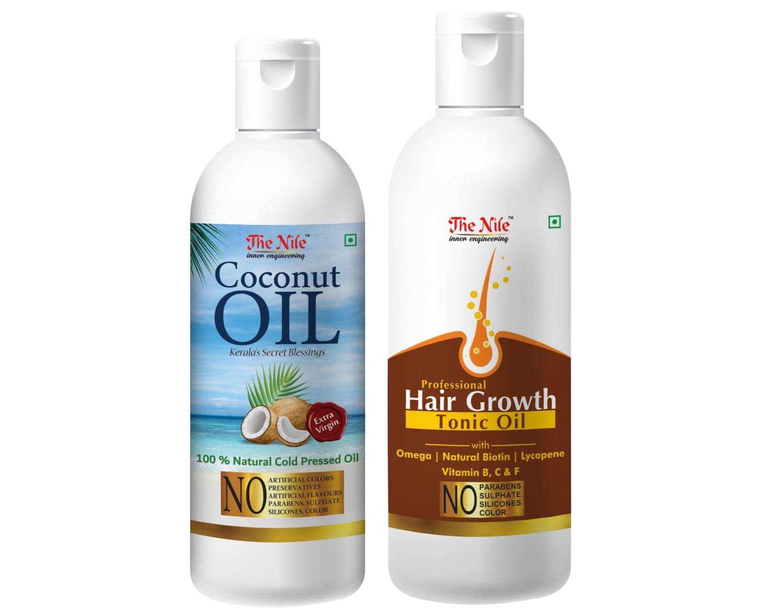 The Nile Coconut Oil 100 ML + Hair Tonic 200 ML  Skin & Hair Care 300 mL Pack of 2     			The Nile Coconut Oil 100 ML + Hair Tonic 200 ML  Skin & Hair Care 300 mL Pack of 2