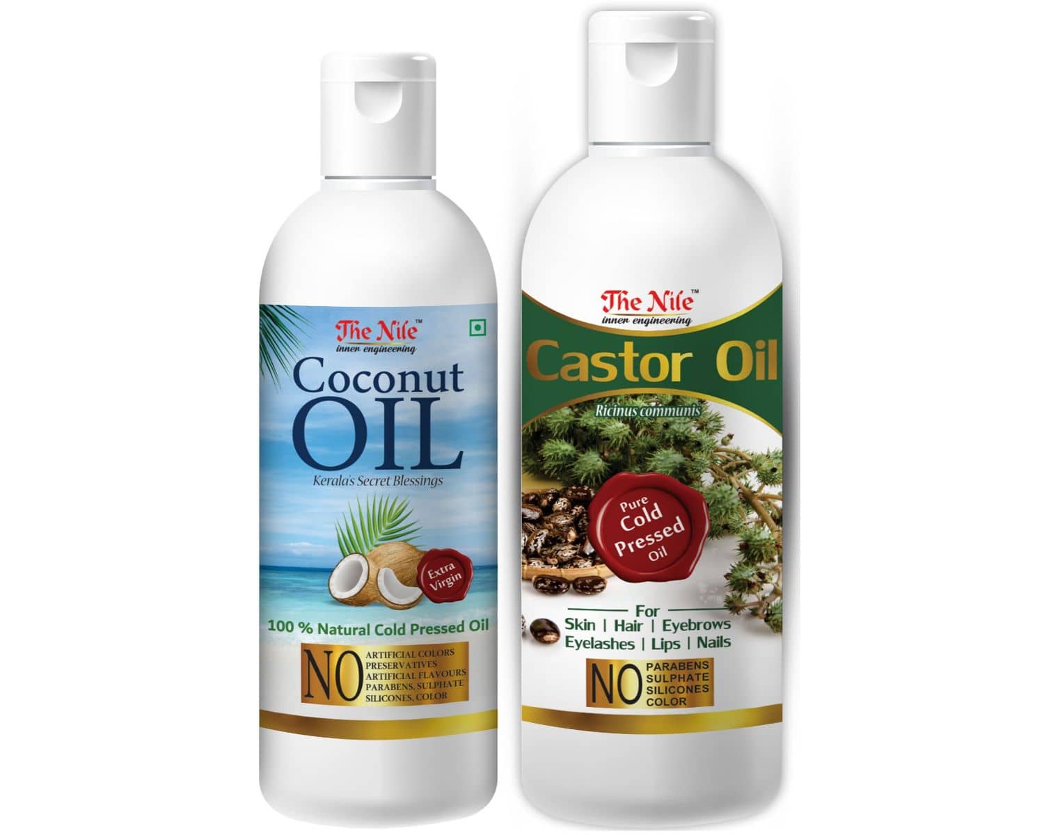 The Nile Coconut Oil 100 ML + Castor Oil 200 ML Hair Oils 300 mL Pack of 2
