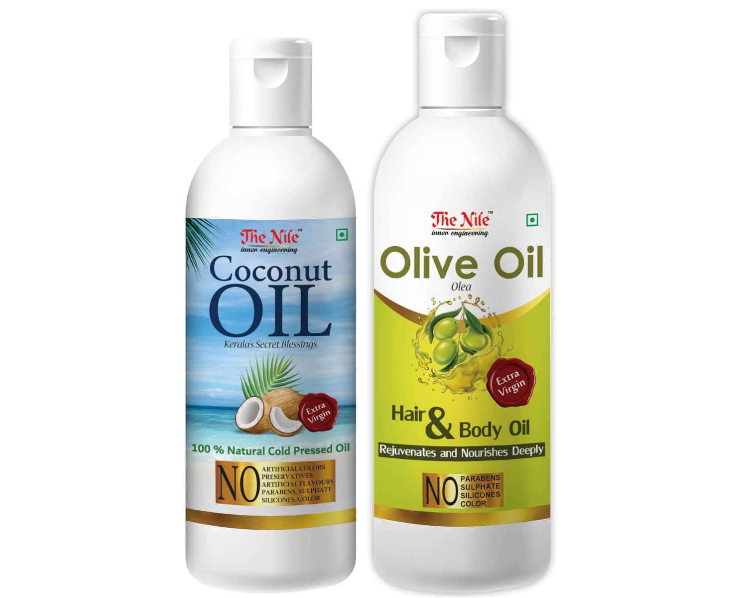 The Nile Coconut Oil 100 ML + Olive Oil 200 ML Skin & Hair Care Oil 300 mL Pack of 2