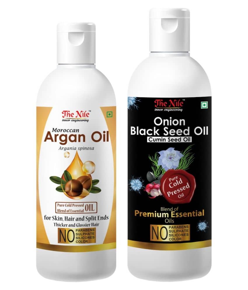 The Nile Moroccan Argan Oil 100 ML + Onion Black Seed 200 ML Hair Oil 300 mL Pack of 2