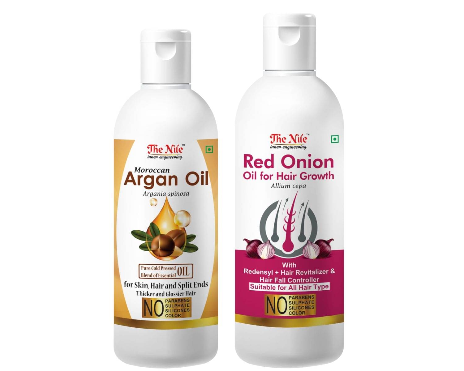 The Nile Moroccan Argan Oil 100 Ml + Red Onion 200 ML Hair Oils 300 mL Pack of 2 The Nile Moroccan Argan Oil 100 Ml + Red Onion 200 ML Hair Oils 300 mL Pack of 2
