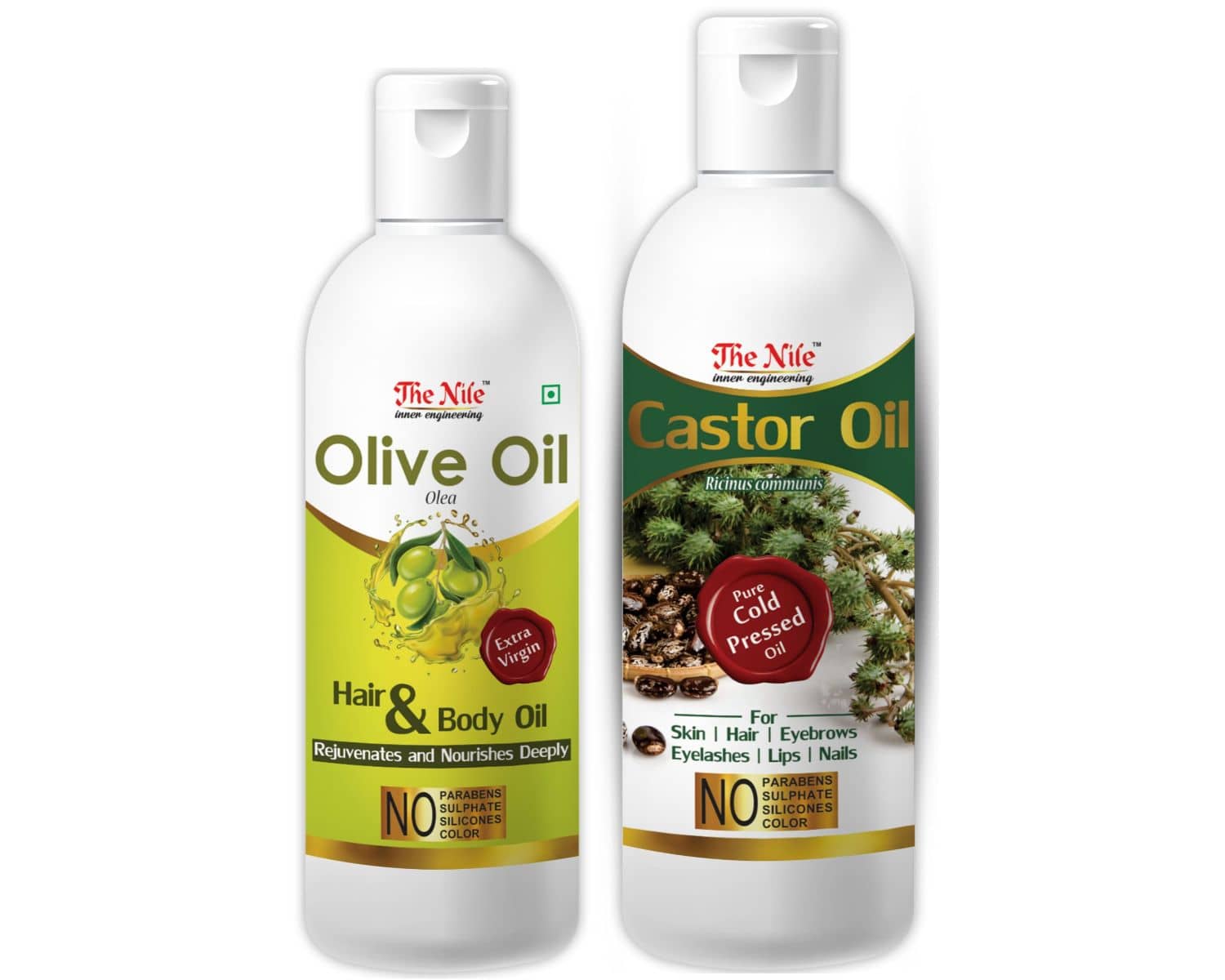 The Nile Olive Oil 100 ML + Castor Oil 200 ML Hair Oils 300 mL Pack of 2