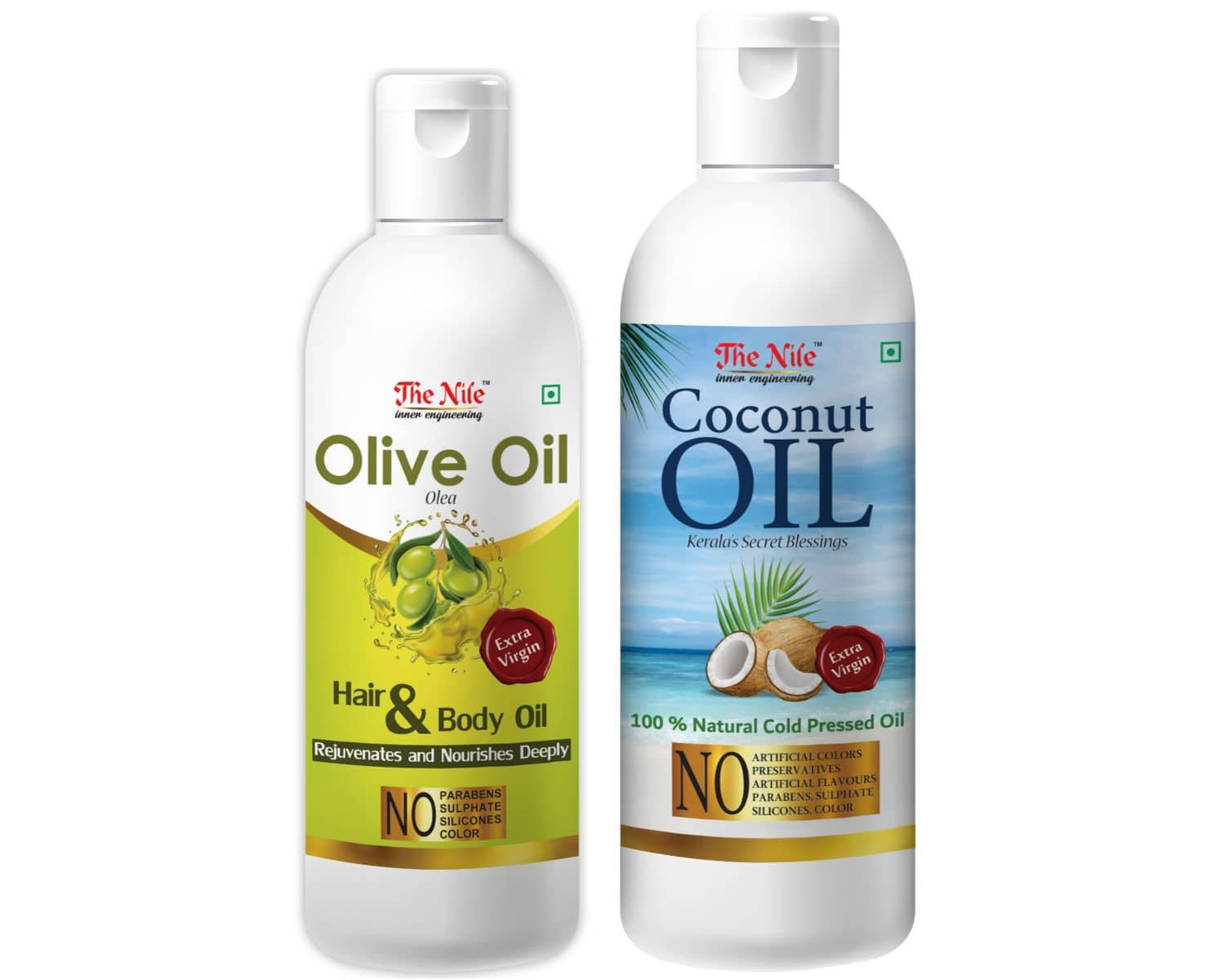 The Nile Olive Oil 100 ML + Coconut Oil 200 ML Hair Oil 300 mL Pack of 2