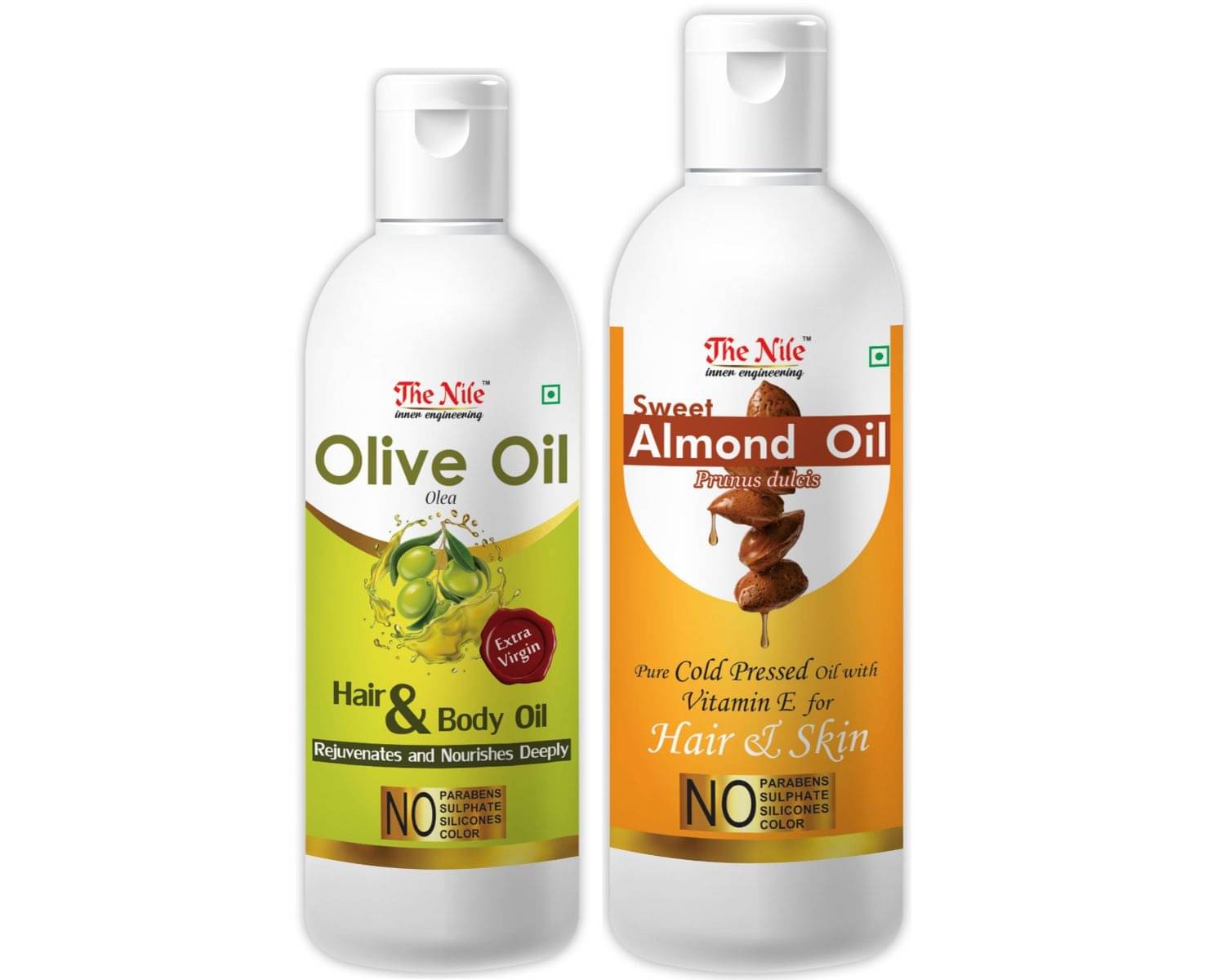 The Nile Olive Oil 100 ML + Sweet Almond Oil 200 ML Hair Oils 300 mL Pack of 2 The Nile Olive Oil 100 ML + Sweet Almond Oil 200 ML Hair Oils 300 mL Pack of 2