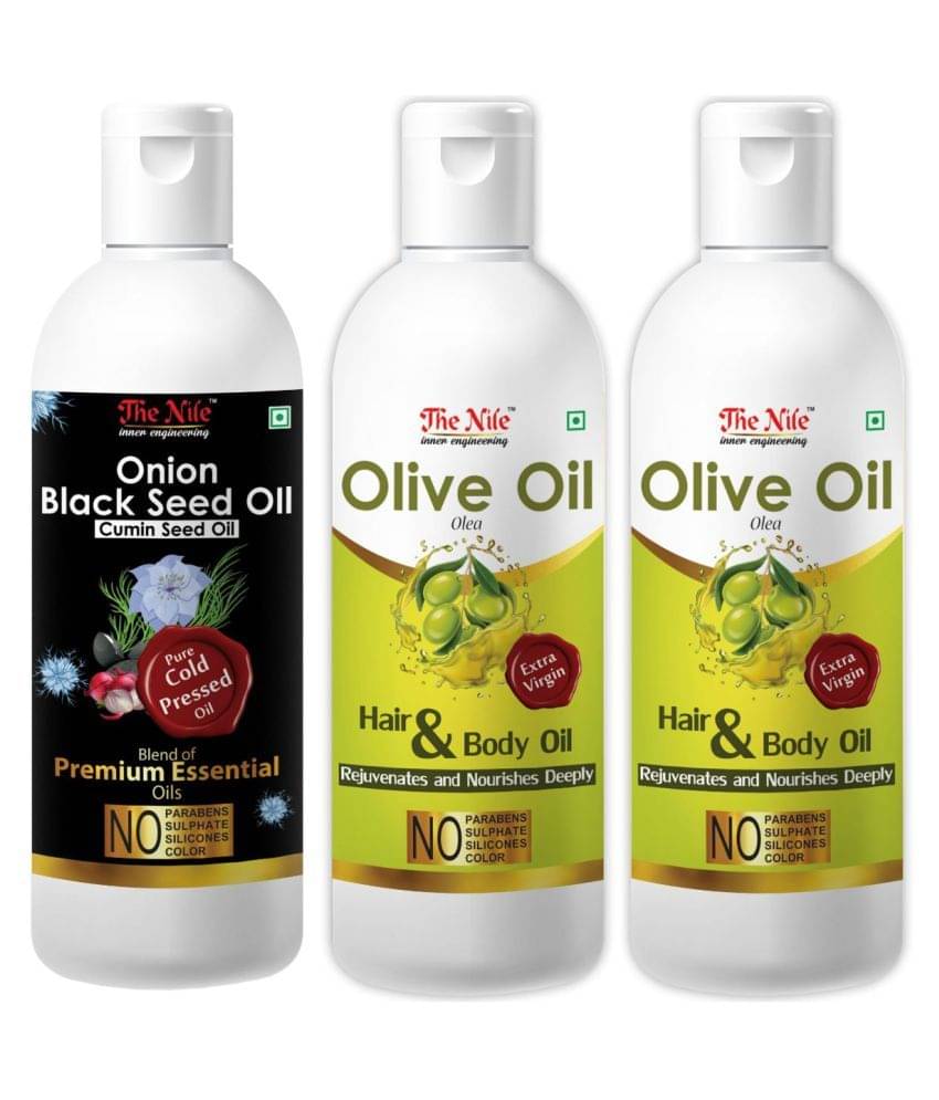 The Nile Onion Black Seed 100 Ml + Olive Oil 100 ML X 2 300 mL Pack of 3 The Nile Onion Black Seed 100 Ml + Olive Oil 100 ML X 2 300 mL Pack of 3
