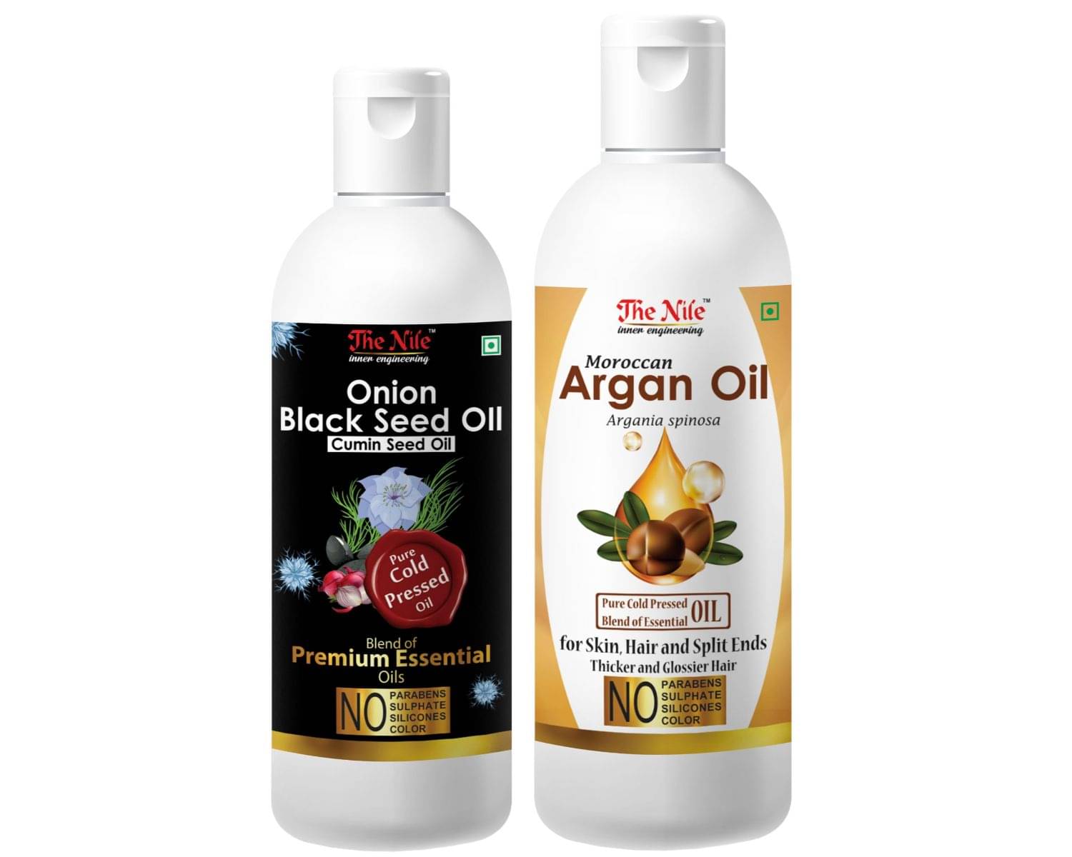 The Nile Onion Black Seed 100 ML & Argan 150 ML Hair & Skin Care 250 mL Pack of 2 The Nile Onion Black Seed 100 ML & Argan 150 ML Hair & Skin Care 250 mL Pack of 2