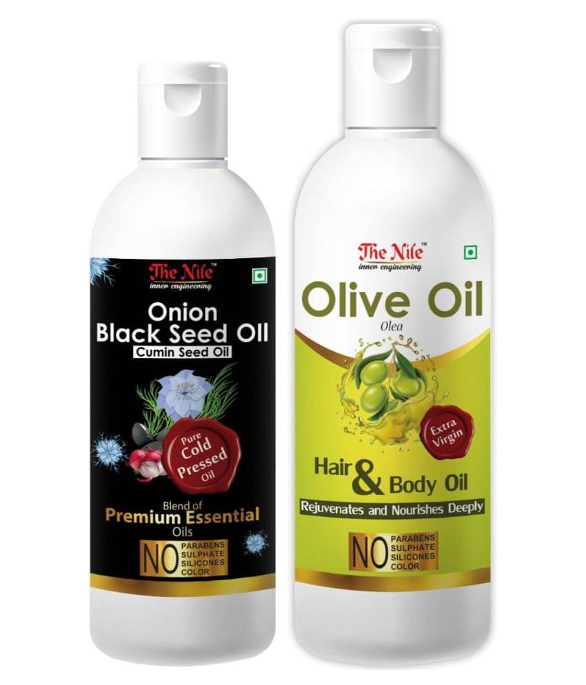 The Nile Onion Black Seed 100 ML & Olive Oil 200 ML Hair Oils 300 mL Pack of 2 The Nile Onion Black Seed 100 ML & Olive Oil 200 ML Hair Oils 300 mL Pack of 2
