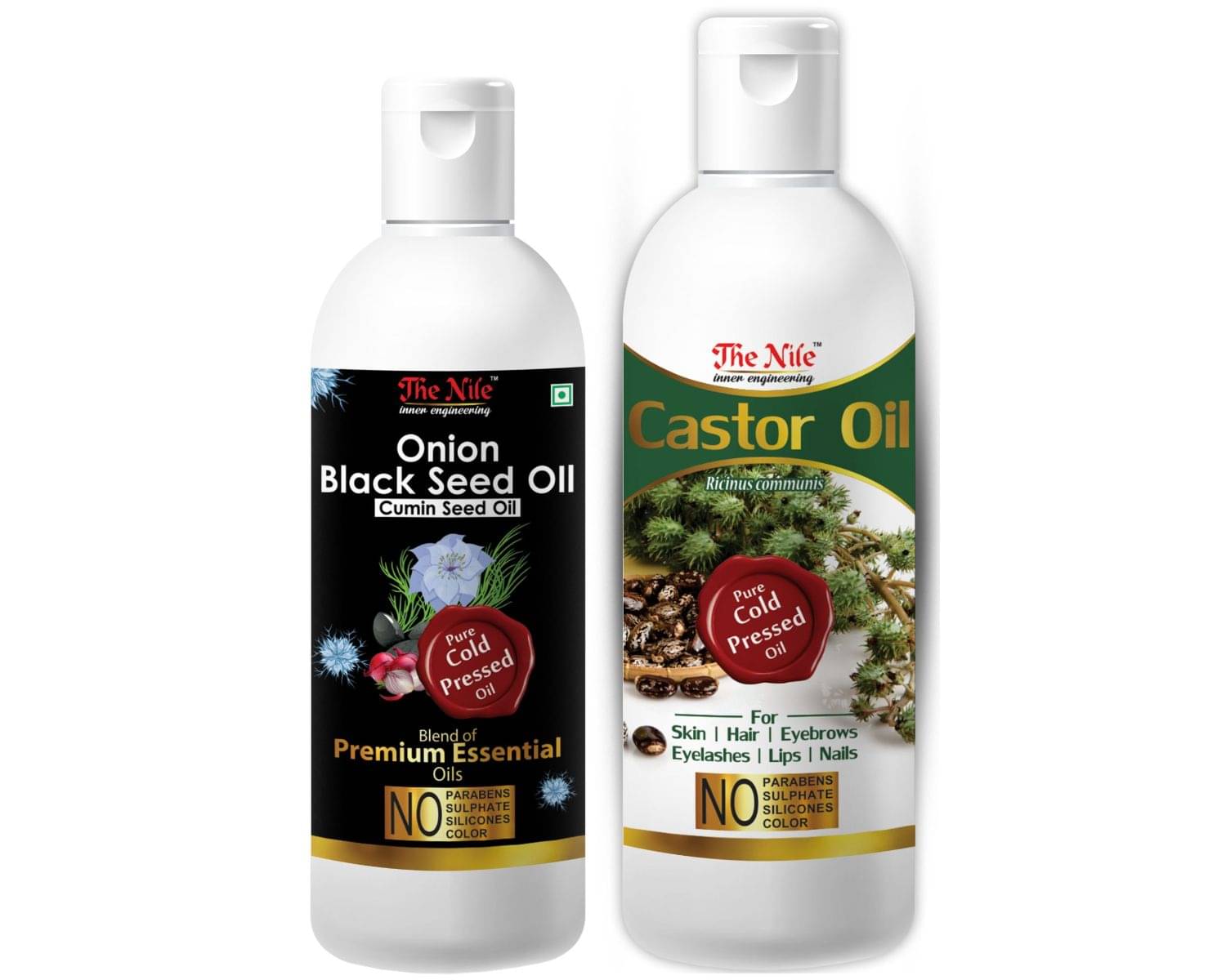 The Nile Onion Black Seed 100 ML & Castor Oil 150 ML Hair Oils 250 mL Pack of 2 The Nile Onion Black Seed 100 ML & Castor Oil 150 ML Hair Oils 250 mL Pack of 2