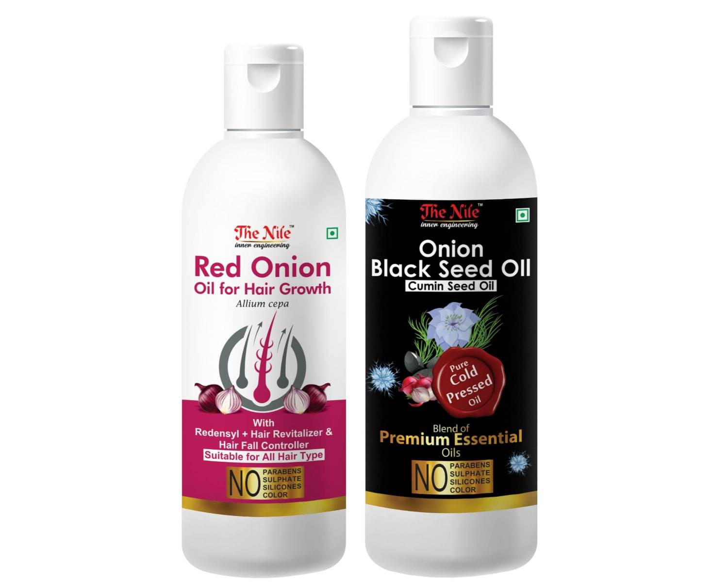 The Nile Red Onion Oil 100 ML + Onion BlackSeed 200 ML Hair Oils 300 mL Pack of 2 The Nile Red Onion Oil 100 ML + Onion BlackSeed 200 ML Hair Oils 300 mL Pack of 2