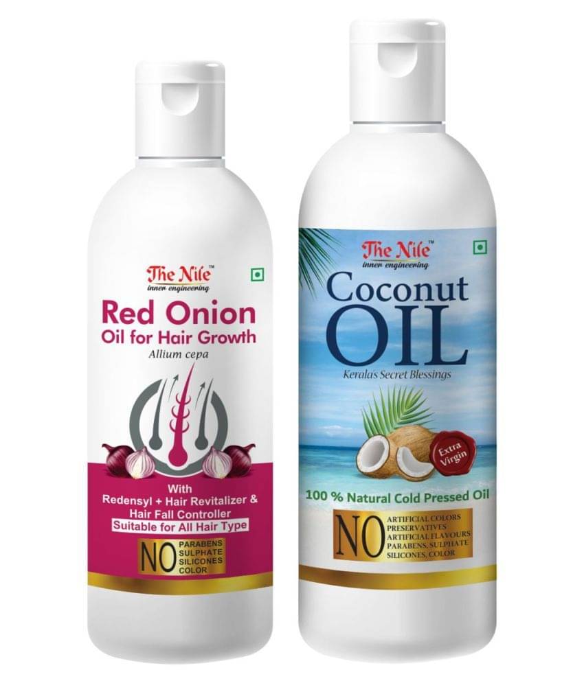 The Nile Red Onion Oil 100 ML + Coconut Oil 200 ML Hair Oils 300 mL Pack of 2 The Nile Red Onion Oil 100 ML + Coconut Oil 200 ML Hair Oils 300 mL Pack of 2
