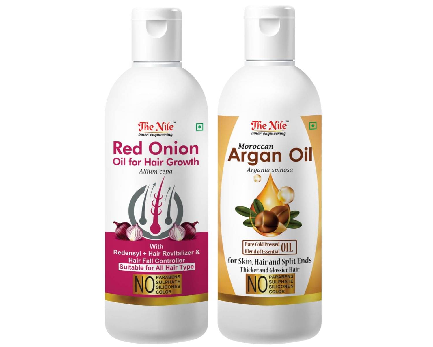 The Nile Red Onion Oil 150 ML + Argan Oil 200 ML Hair Oils 350 mL Pack of 2 The Nile Red Onion Oil 150 ML + Argan Oil 200 ML Hair Oils 350 mL Pack of 2