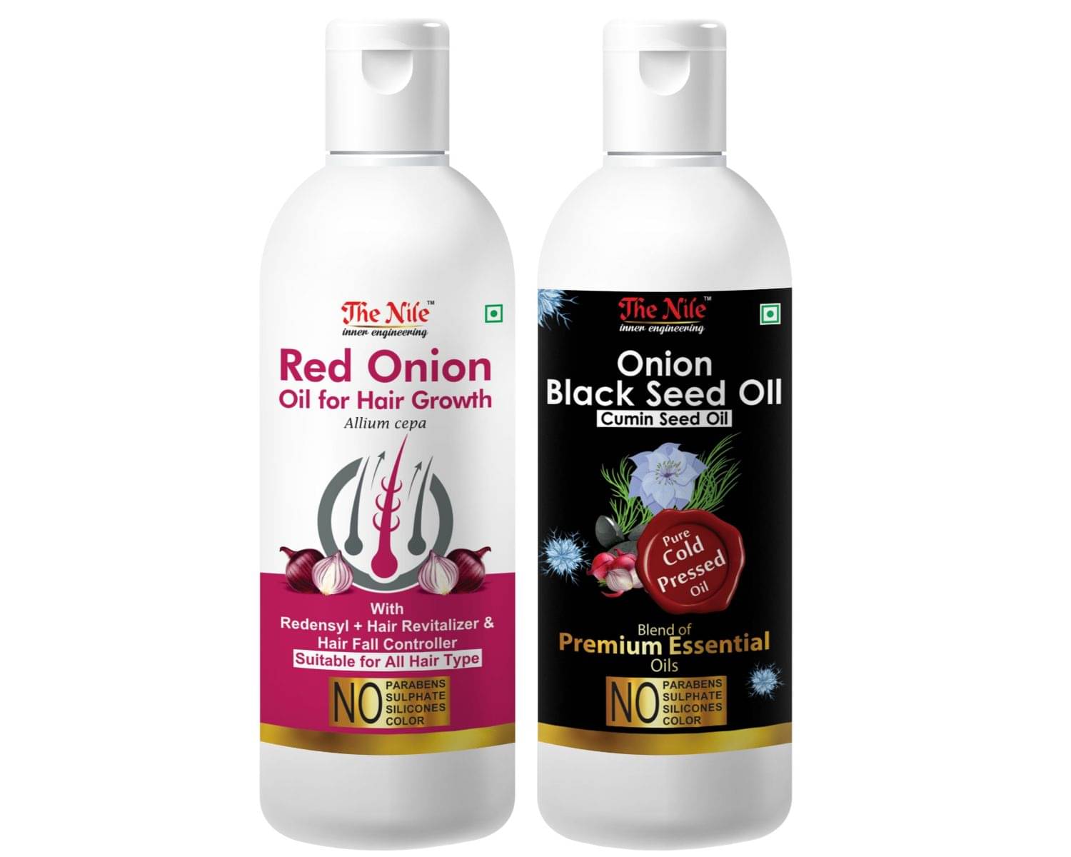     			The Nile Red Onion Oil 150 ML + Onion Black Seed 200 ML  Hair Oil 350 mL Pack of 2