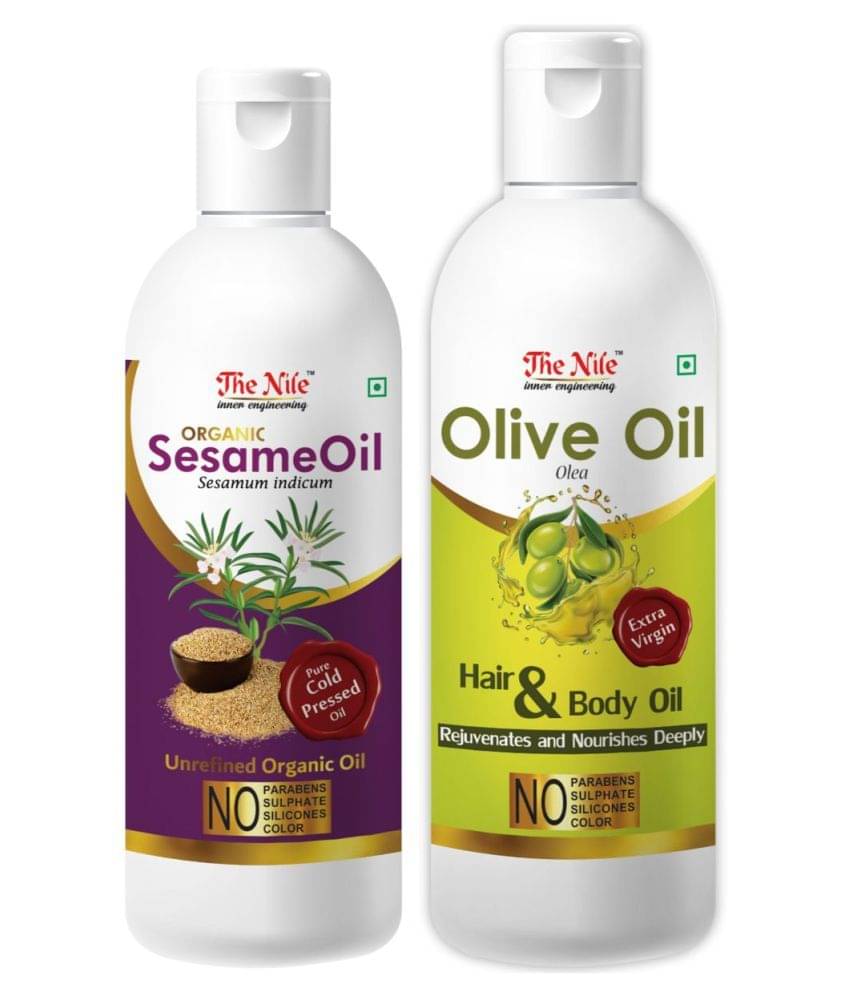 The Nile Sesame Oil 100 ML + Olive Oil 200 ML Hair Oils 300 mL Pack of 2 The Nile Sesame Oil 100 ML + Olive Oil 200 ML Hair Oils 300 mL Pack of 2