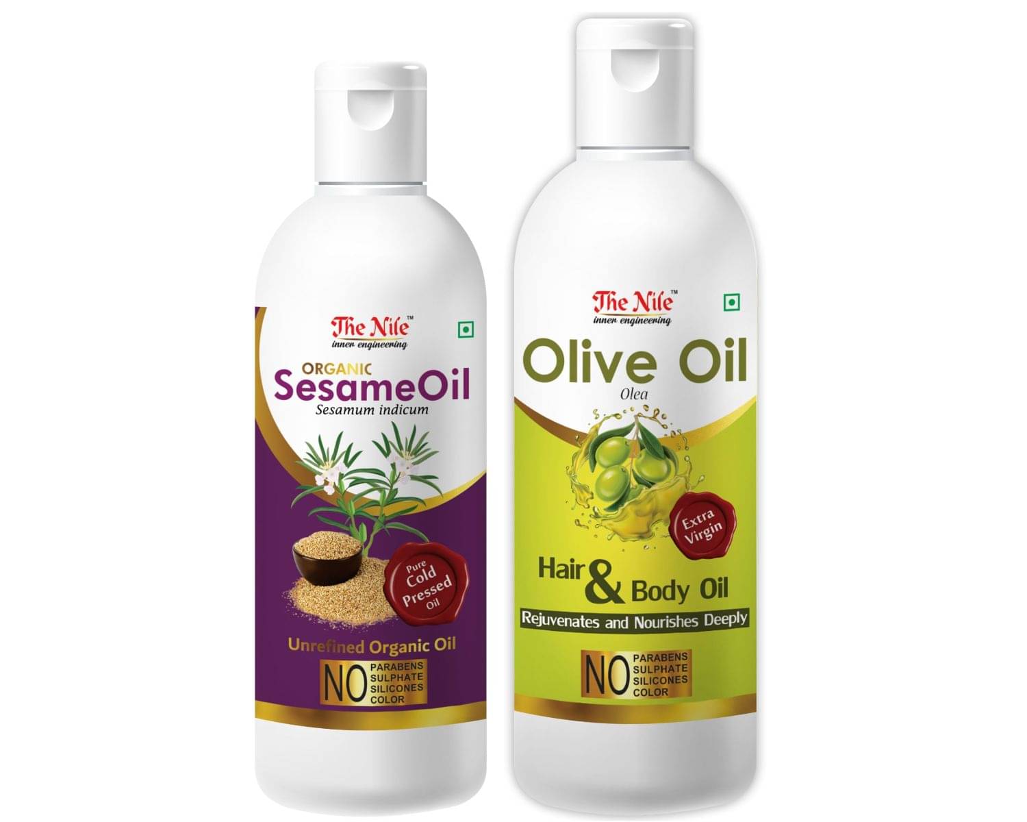 The Nile Sesame Oil 100 ML + Olive Oil 200 ML Hair Oils 300 mL Pack of 2 The Nile Sesame Oil 100 ML + Olive Oil 200 ML Hair Oils 300 mL Pack of 2