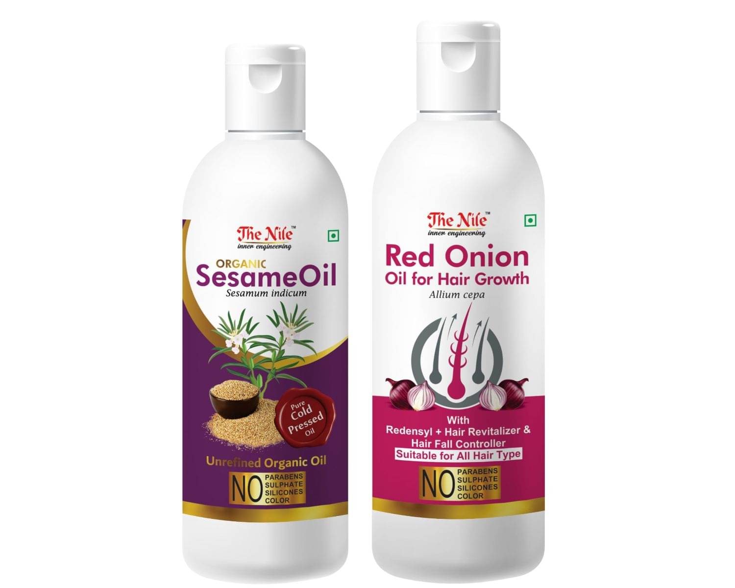     			The Nile Sesame Oil 100 ML + Red Onion 200 ML Hair Oils 300 mL Pack of 2