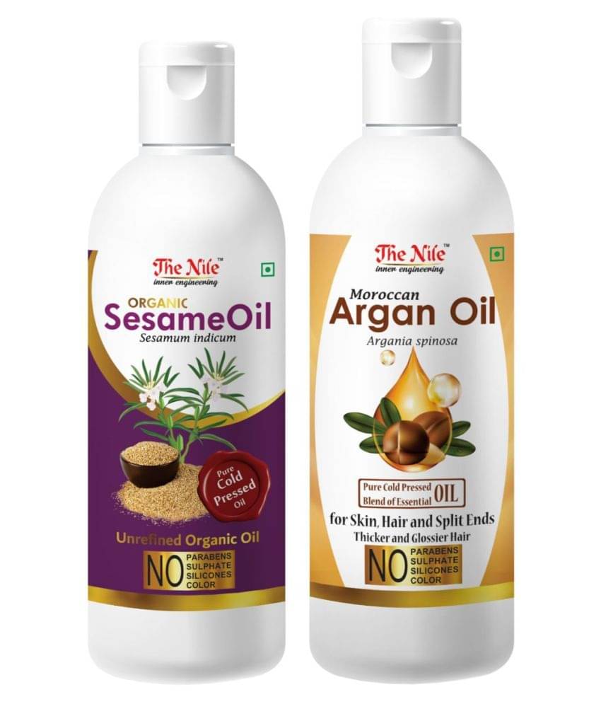 The Nile Sesame Oil 150 ML + Argan Oil 200 ML Skin & Hair Care Oil 350 mL Pack of 2 The Nile Sesame Oil 150 ML + Argan Oil 200 ML Skin & Hair Care Oil 350 mL Pack of 2