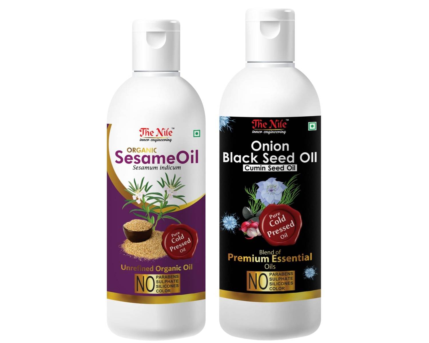     			The Nile Sesame Oil 150 ML + Onion Black Seed 200 ML Hair Oil 350 mL Pack of 2
