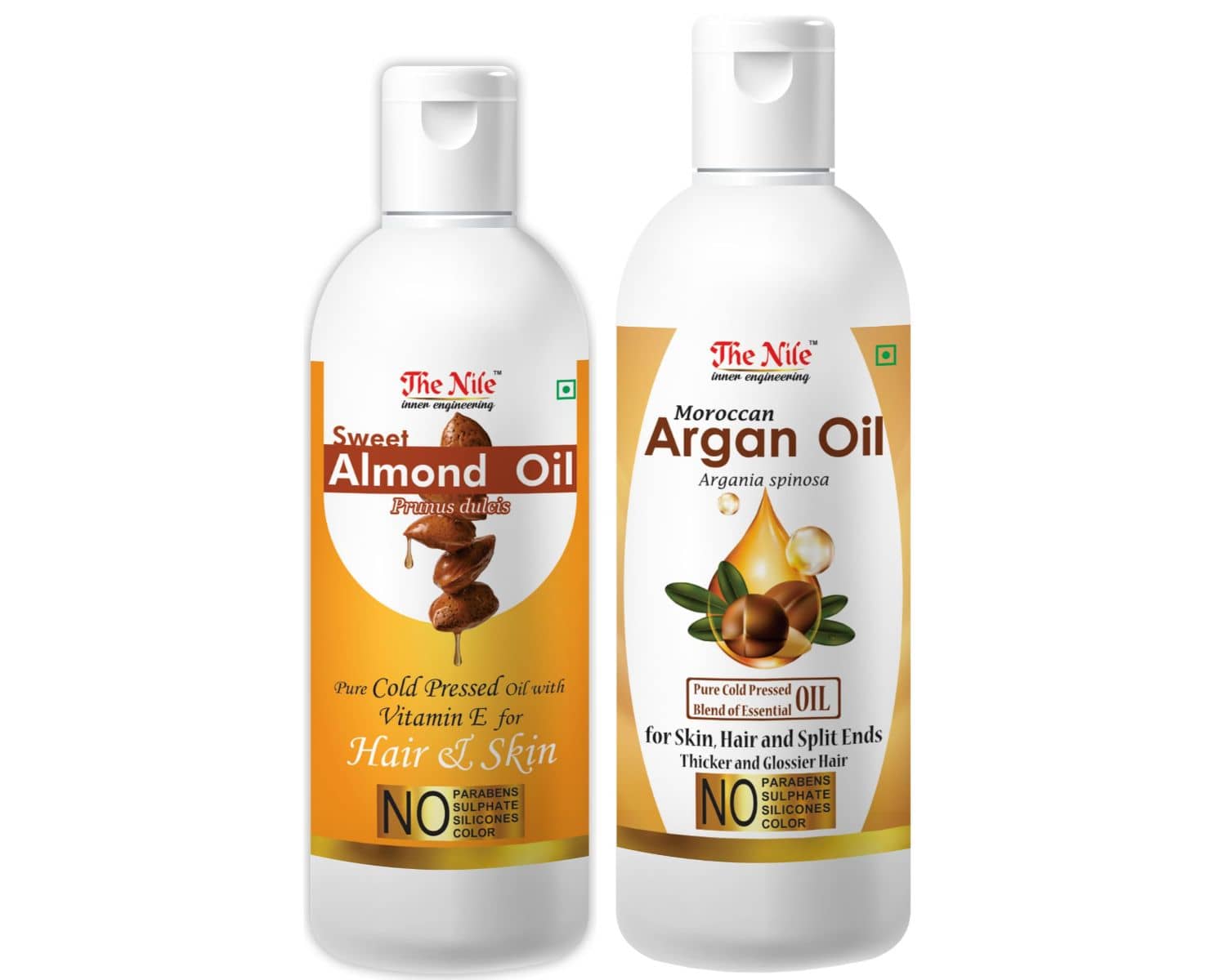 The Nile Sweet Almond 100 ML + Moroccan Argan 200 ML  Hair Oils 300 mL Pack of 2
