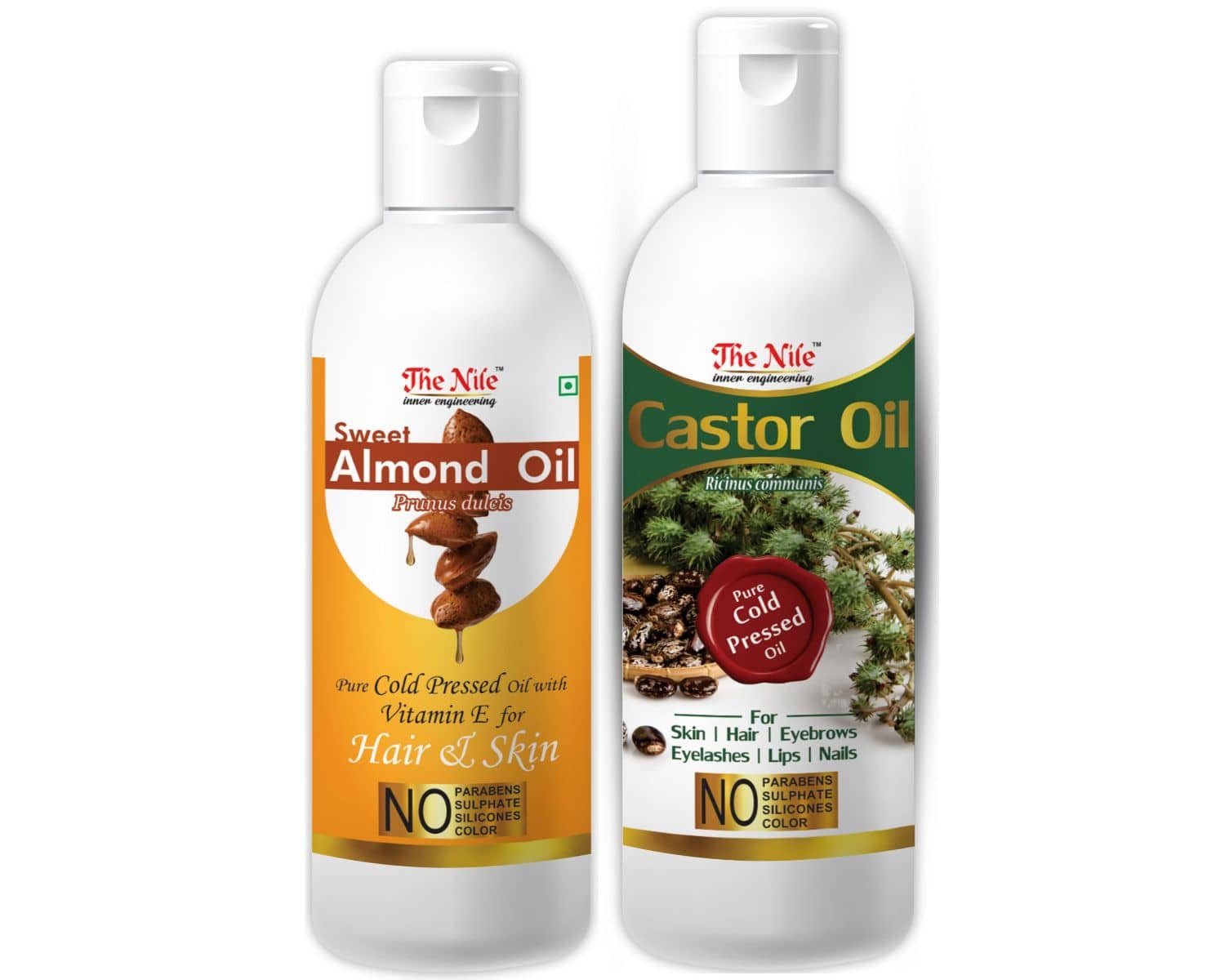 The Nile Sweet Almond 100 ML +  Castor Oil 150 ML  Hair Oils 250 mL Pack of 2