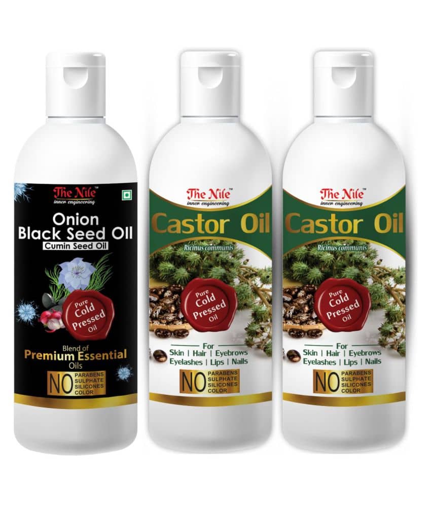 The Nile Castor Oil 100 ML  X 2 + Onion Black Seed 100 Ml 300 mL Pack of 3