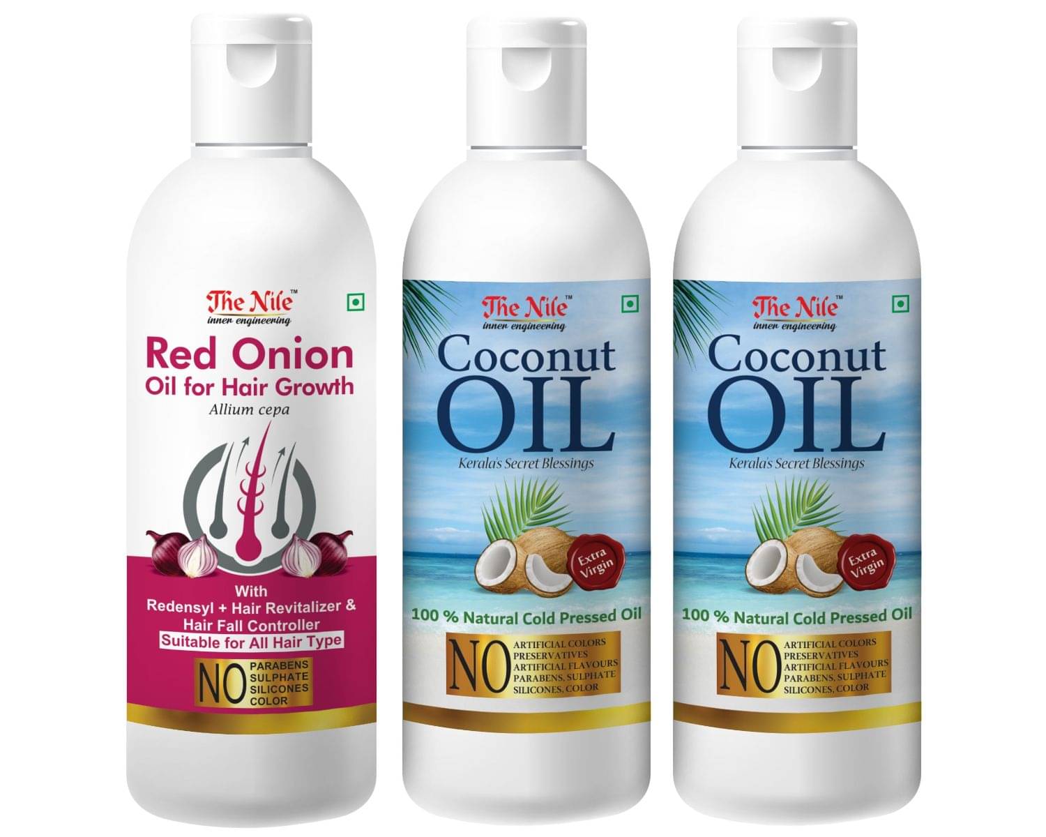     			The Nile Coconut Oil 100 Ml X 2 + Red Onion Oil 100 Ml 300 mL Pack of 3