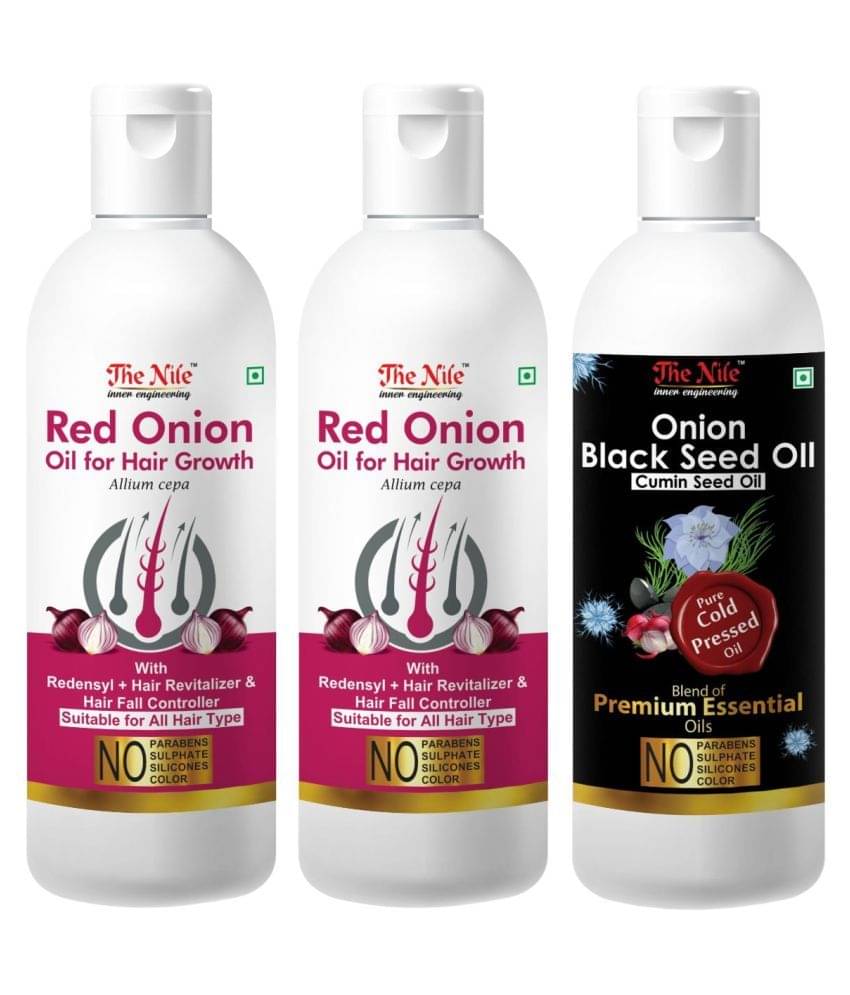 The Nile Red Onion Oil 100 ML X 2 +Onion Black Seed 100 Ml 300 mL Pack of 3 The Nile Red Onion Oil 100 ML X 2 +Onion Black Seed 100 Ml 300 mL Pack of 3