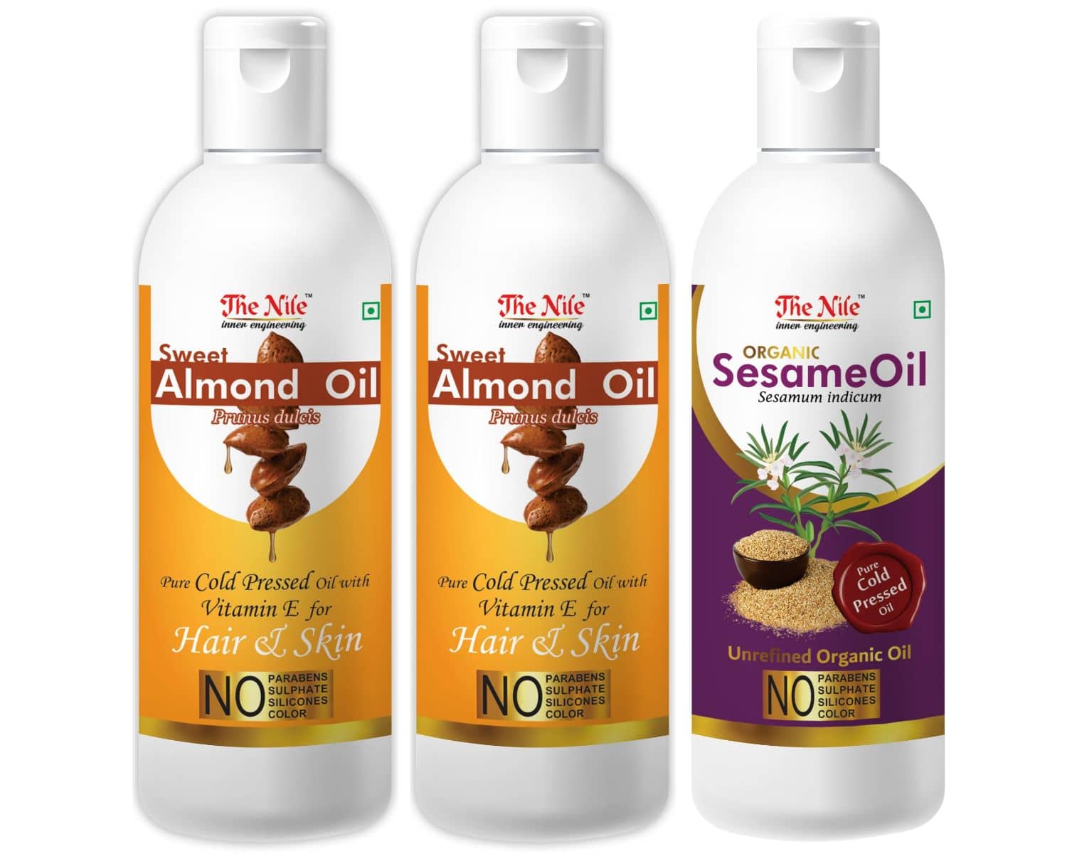 The Nile Sweet Almond  100 ML X 2 + Sesame Oil 100 Ml 300 mL Pack of 3