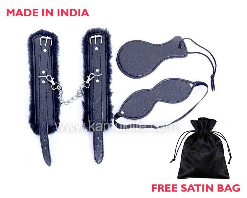 Kamuk Life Black PU Leather BDSM Bondage Set (Handcuffs,Paddle,Eye mask) 3 pc kit Kamuk Life Black PU Leather BDSM Bondage Set (Handcuffs,Paddle,Eye mask) 3 pc kit