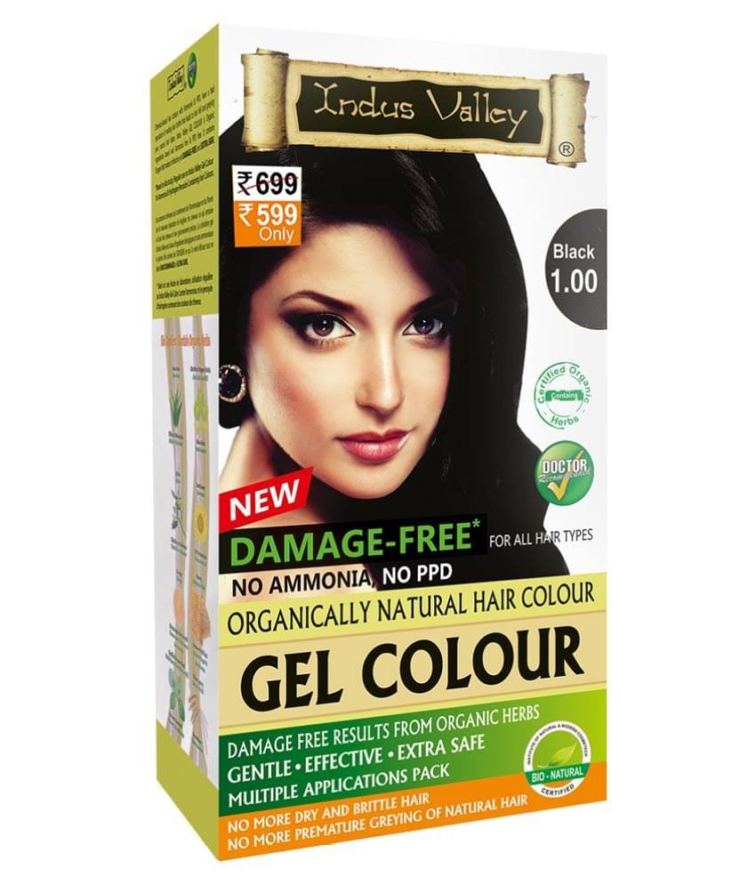    			Indus Valley Damage Free Gel Hair Colour Regular Pack Black 220 ML Pack of 1