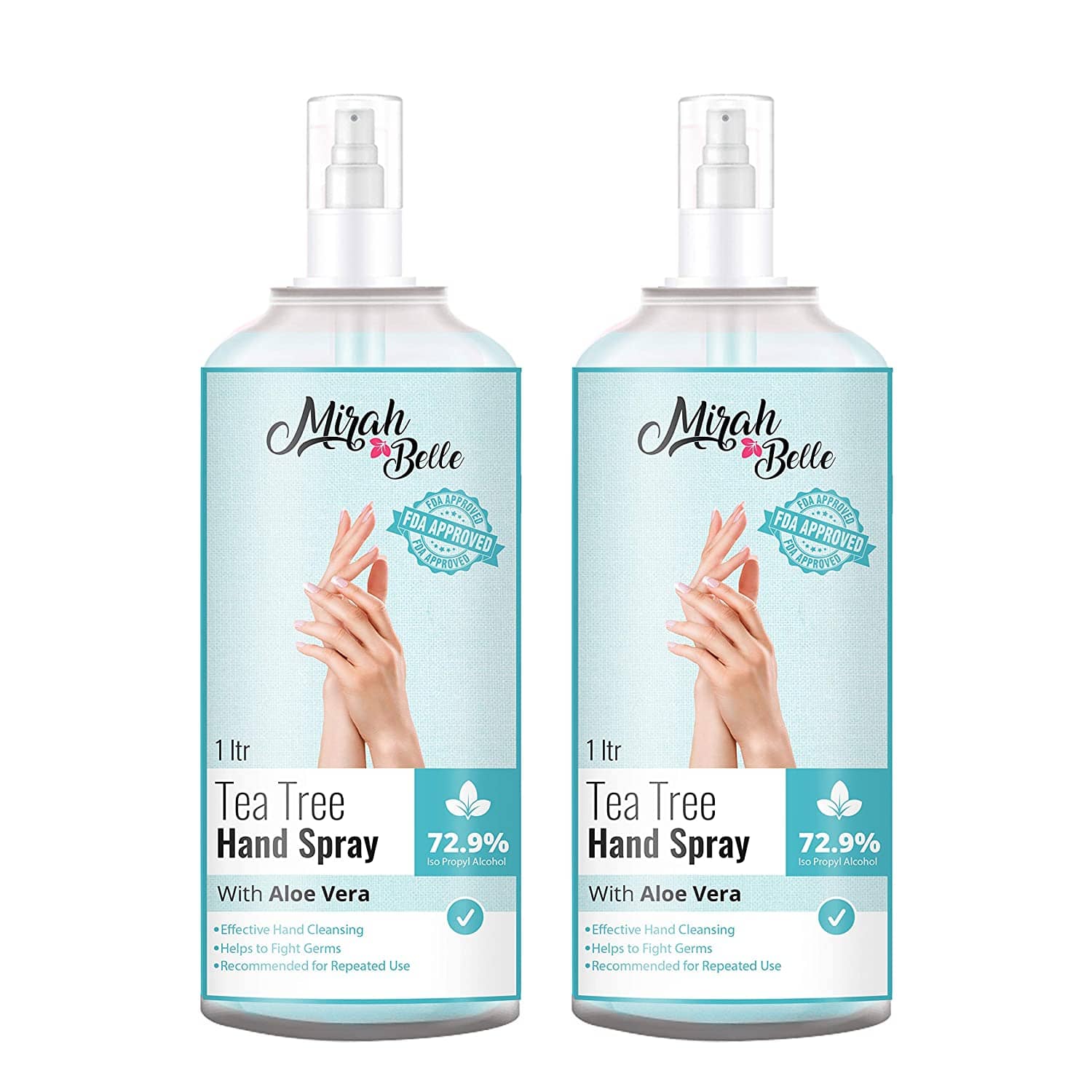 Mirah Belle - Tea Tree Hand Rub Sanitizer Spray 1000 mL (Pack of 2)