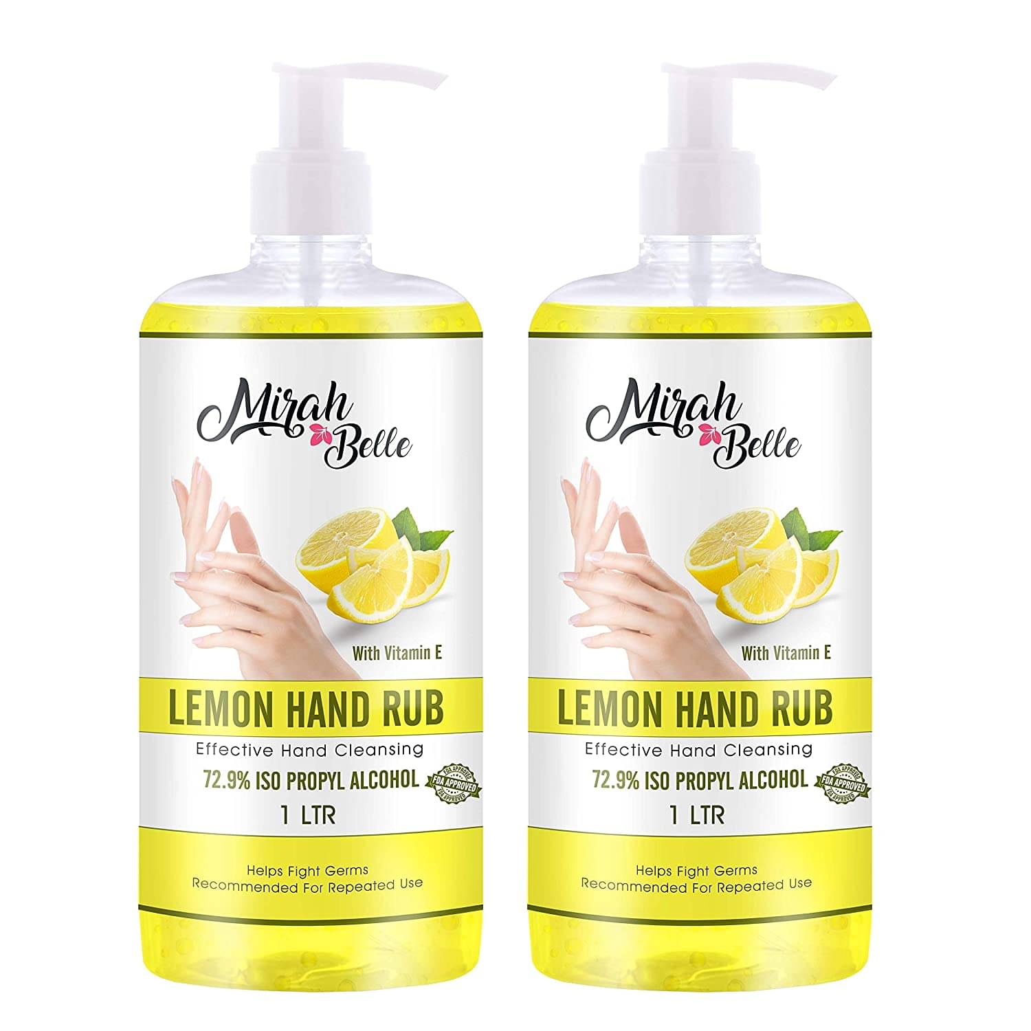 Mirah Belle - Lemon Hand Rub Sanitizer Gel 1000 ml (Pack of 2) Mirah Belle - Lemon Hand Rub Sanitizer Gel 1000 ml (Pack of 2)