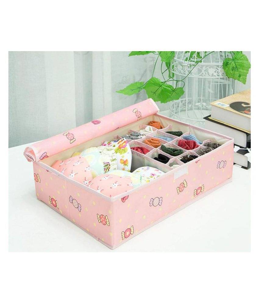     			House of Quirk Innerwear Organizer 15+1 Compartment Non-Smell Non Woven Foldable Fabric Storage Box for Closet