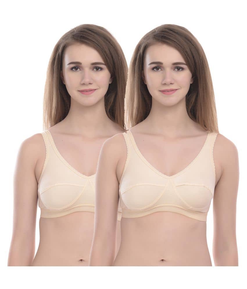 Viral Girl Beige Cotton Solid Sports Bra