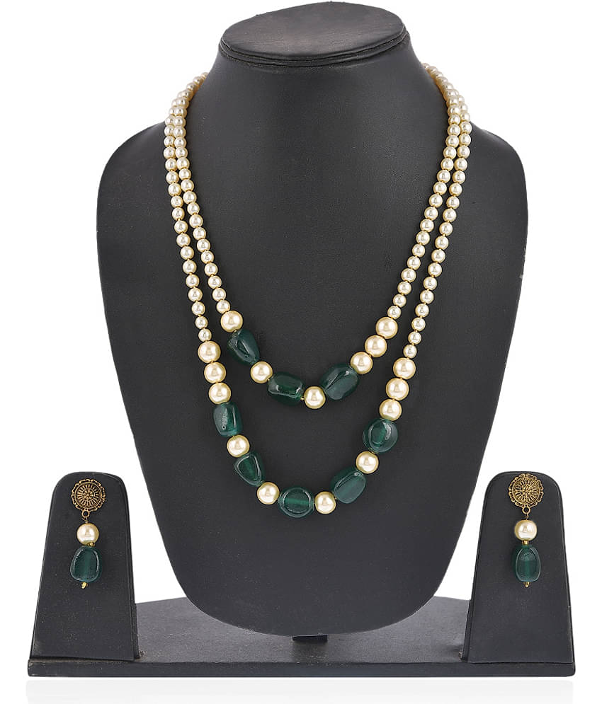 gilher Pearls Green Contemporary Contemporary/Fashion 14 kt Gold Plated Necklace