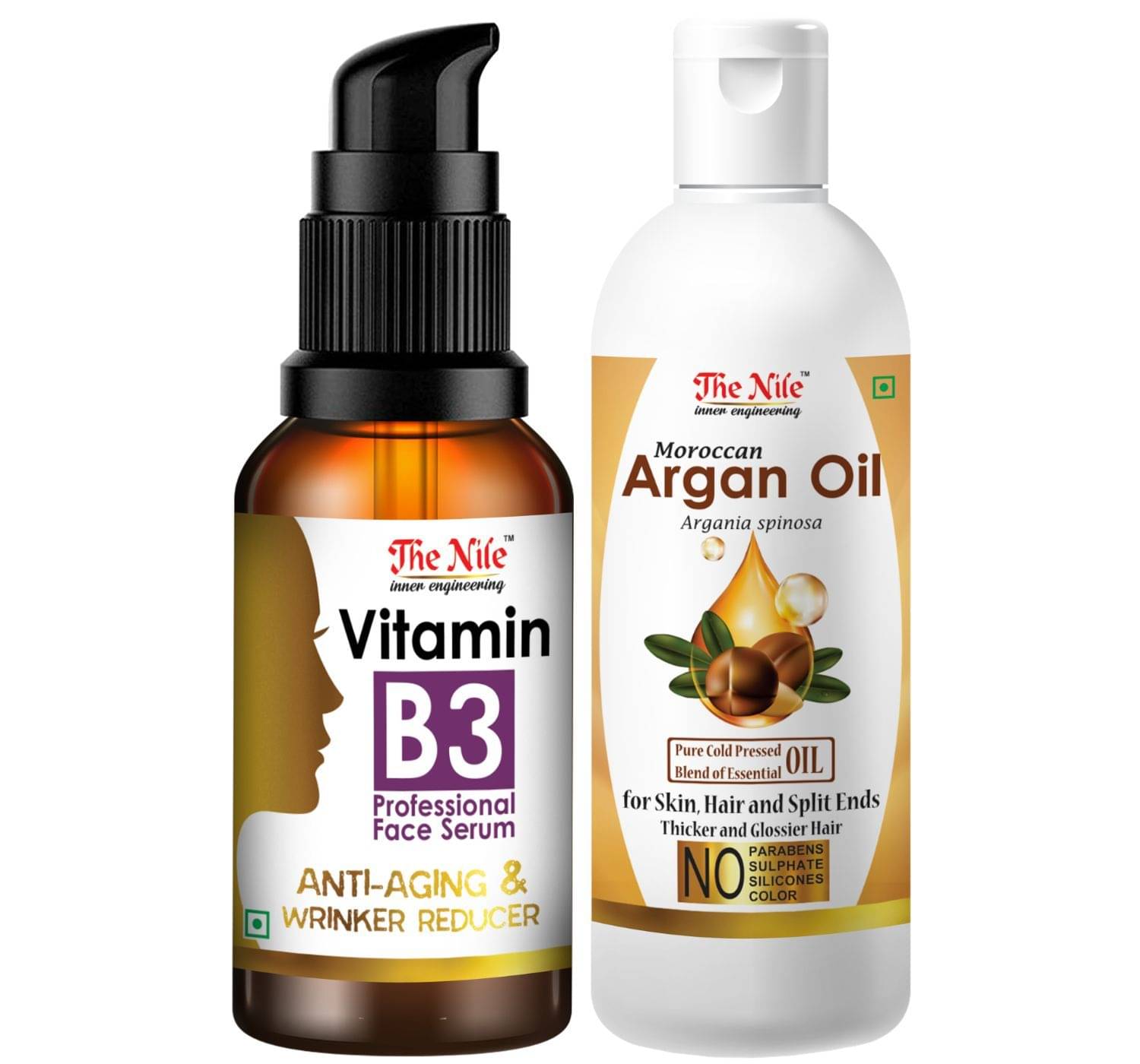 The Nile Professional Vitamin B3 Face Serum + Moroccan Argan Oil 100 ML Face Serum 130 mL Pack of 2 The Nile Professional Vitamin B3 Face Serum + Moroccan Argan Oil 100 ML Face Serum 130 mL Pack of 2
