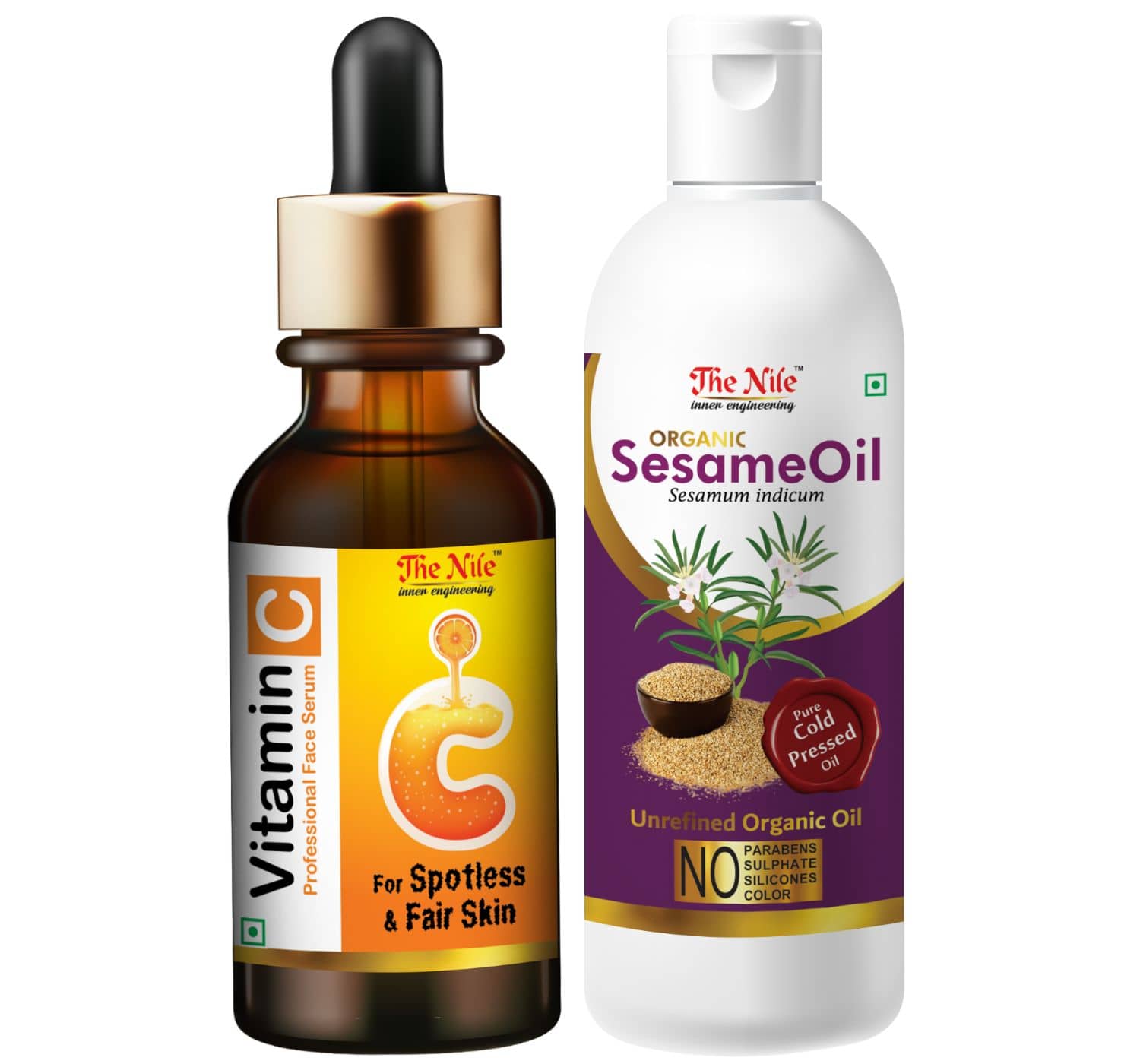 The Nile Professional Vitamin C  Face Serum + Sesame Oil 100 ML Face Serum 130 mL Pack of 2